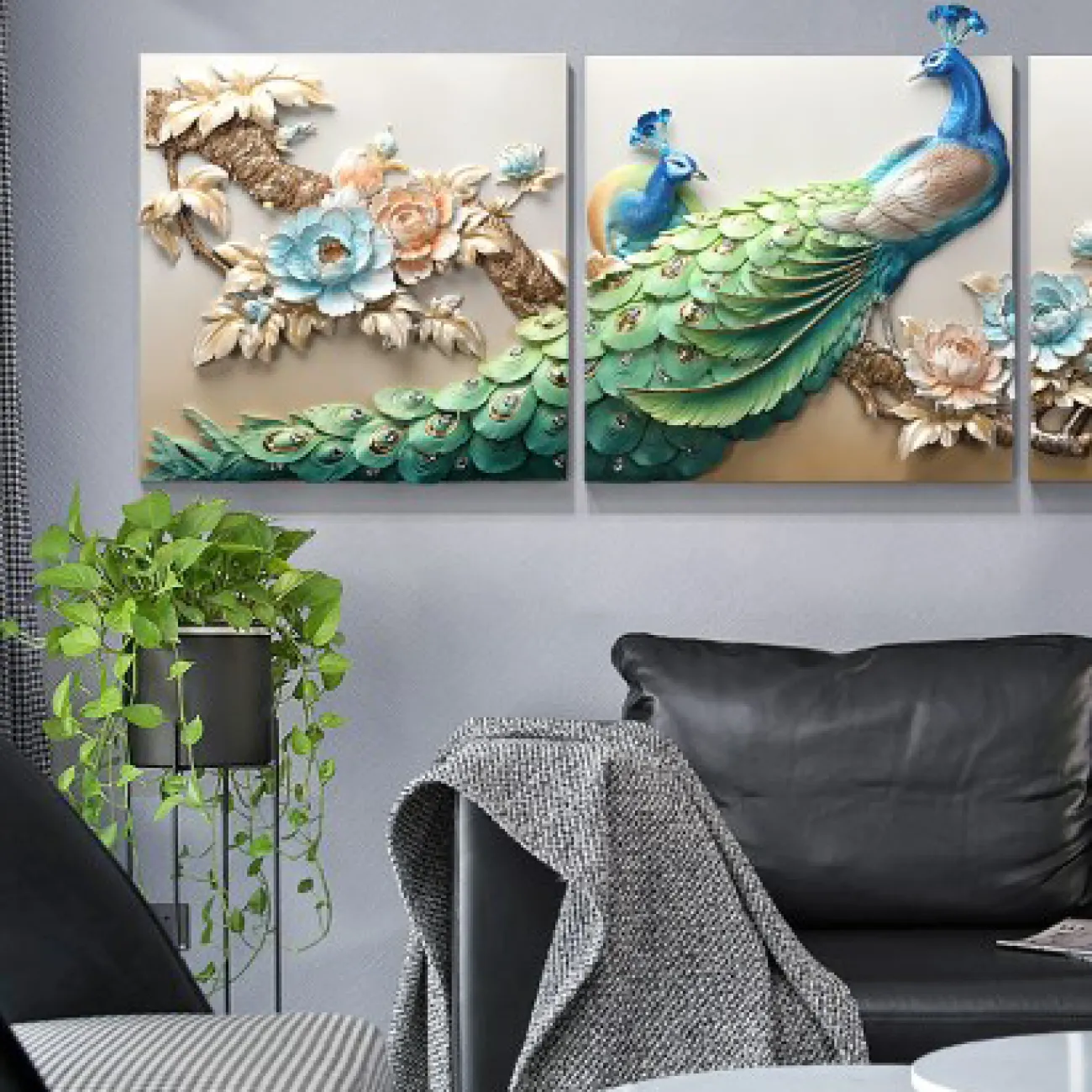 Современный настенный декор с павлином для гостиной LaLume DK20402-27 Современный настенный декор с павлином для гостиной LaLume DK20402-27