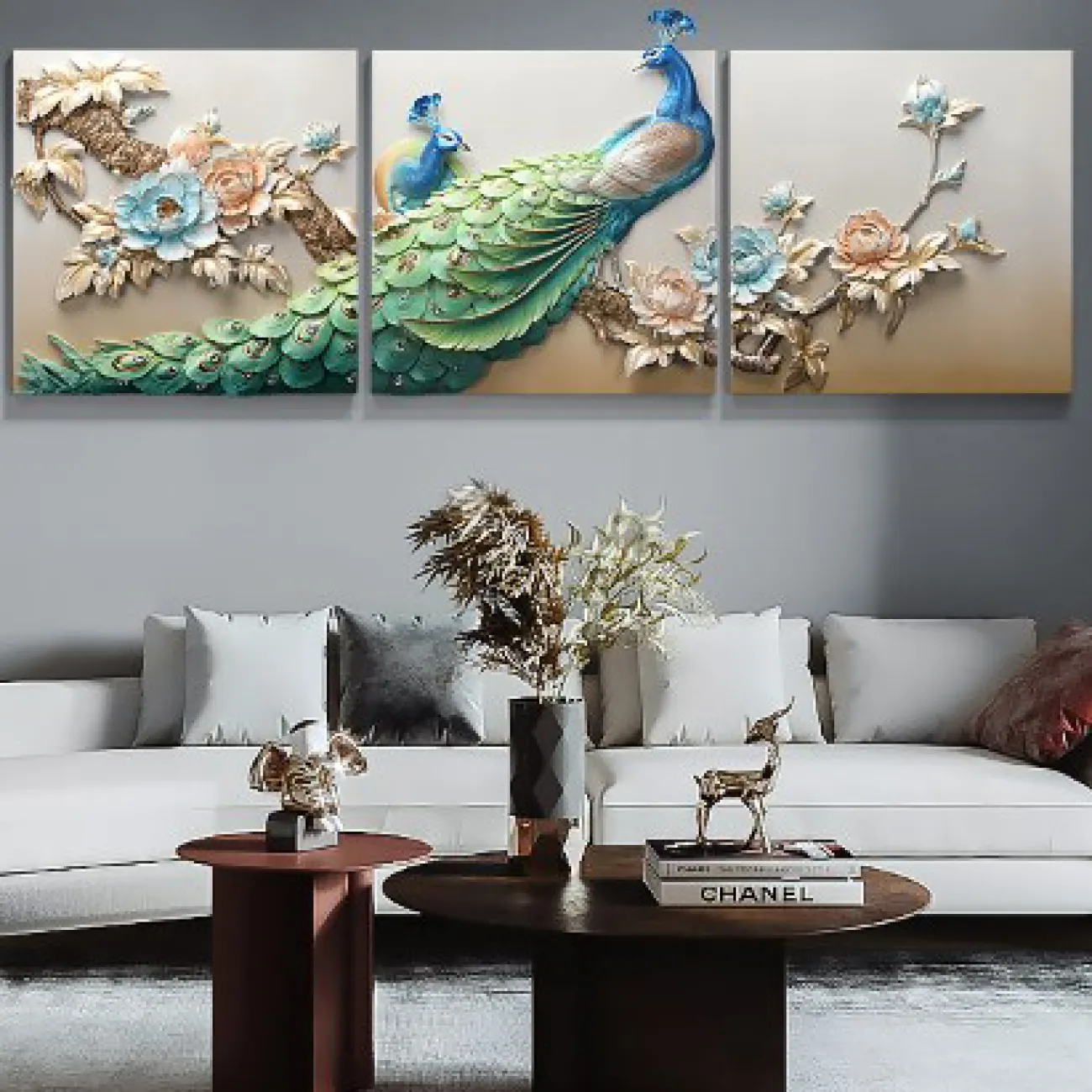 Современный настенный декор с павлином для гостиной LaLume DK20402-27 Современный настенный декор с павлином для гостиной LaLume DK20402-27