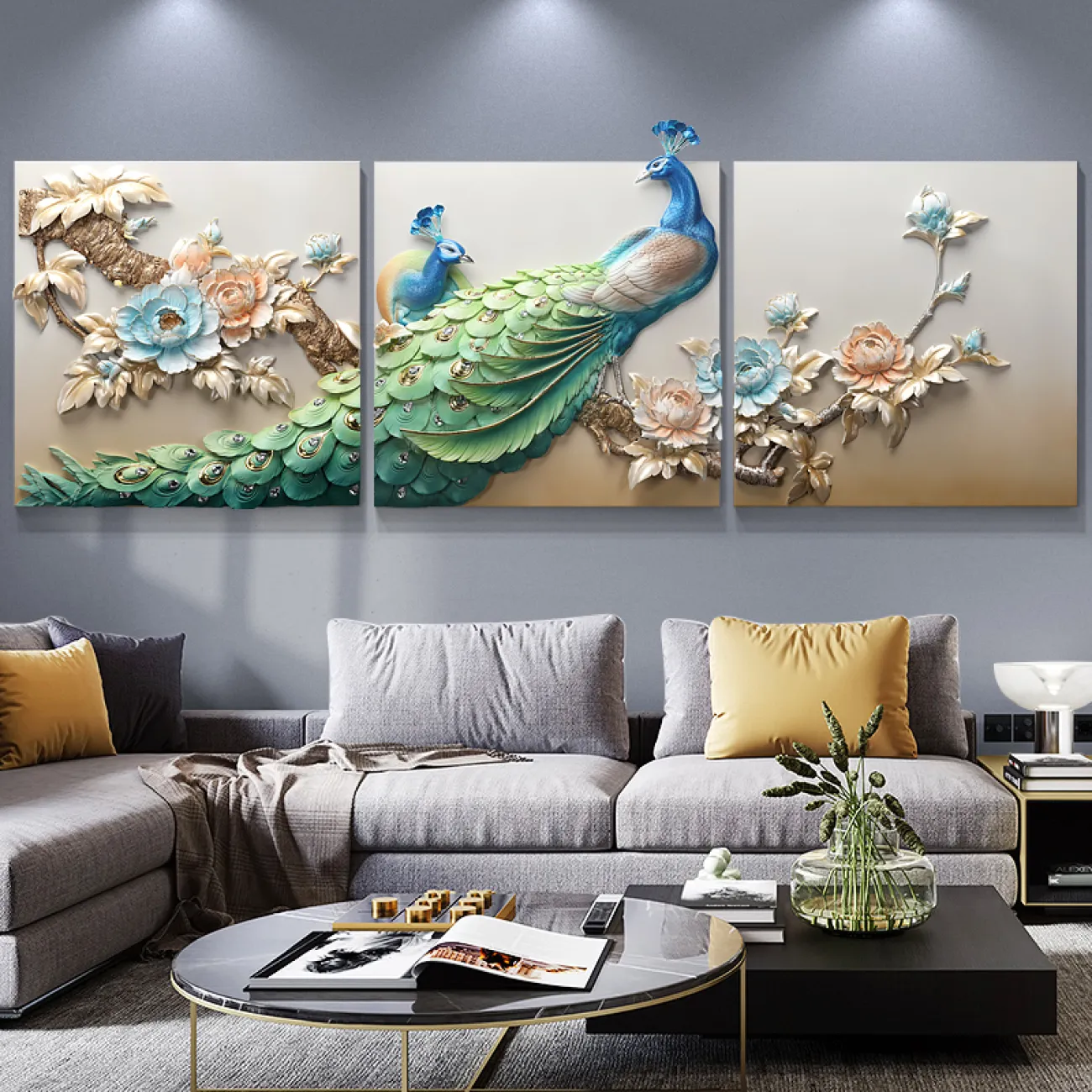 Современный настенный декор с павлином для гостиной LaLume DK20402-27 Современный настенный декор с павлином для гостиной LaLume DK20402-27