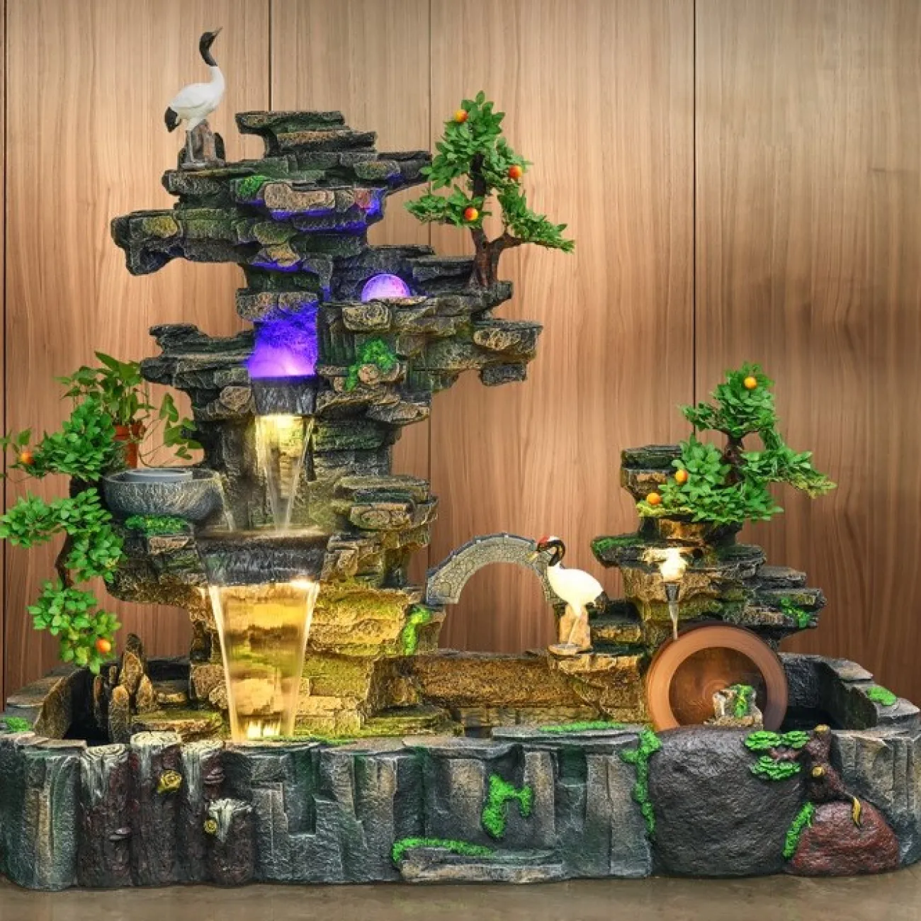 Талисман-фонтан фэн-шуй DK20434-23 с журчащим водой между камнями и скал ручной работы в пасторальном стиле