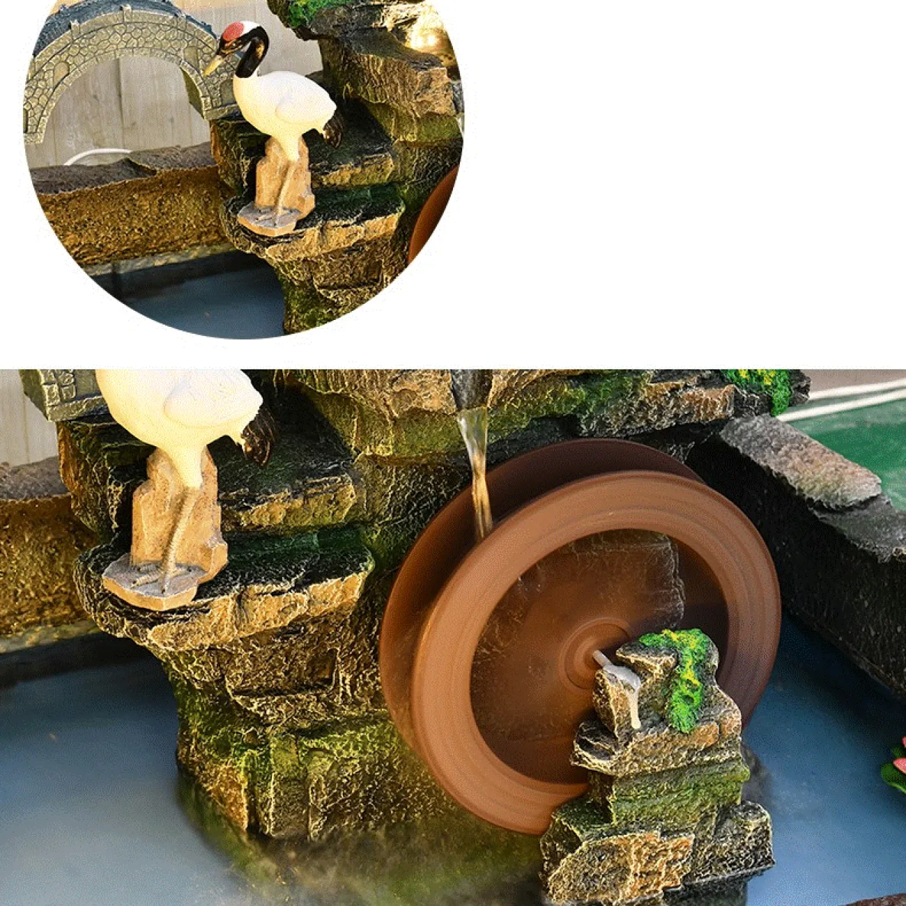 Талисман-фонтан фэн-шуй DK20434-23 с журчащим водой между камнями и скал ручной работы в пасторальном стиле