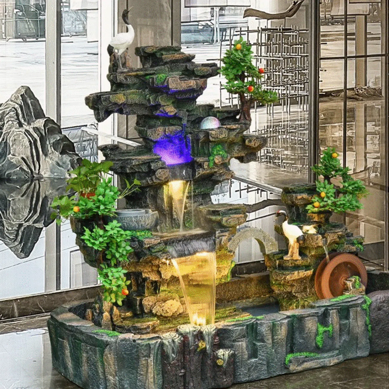 Талисман-фонтан фэн-шуй DK20434-23 с журчащим водой между камнями и скал ручной работы в пасторальном стиле