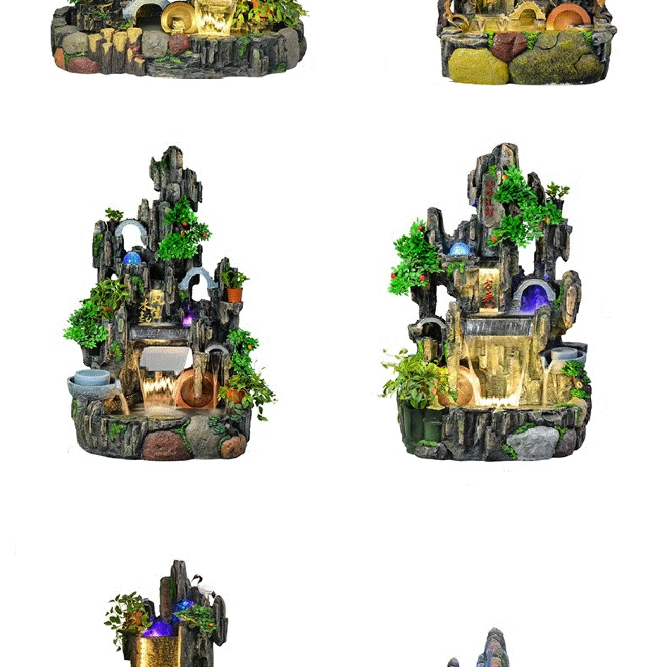 Талисман-фонтан фэн-шуй DK20434-23 с журчащим водой между камнями и скал ручной работы в пасторальном стиле