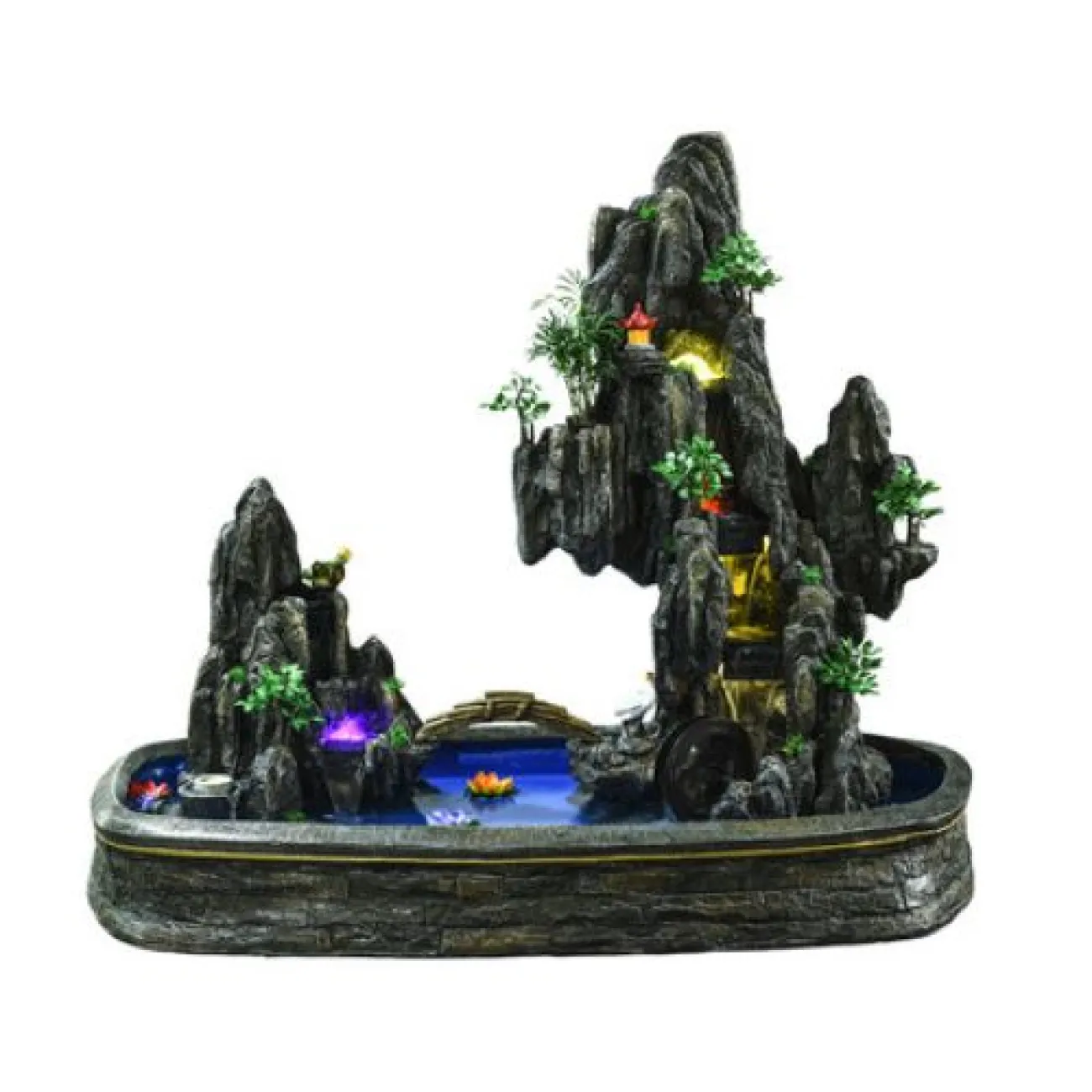 Братья-фонтаны DK20439-23 с фэн-шуй колесом и связанным маленьким мостиком из ручной работы в пасторальном стиле Братья-фонтаны DK20439-23 с фэн-шуй колесом и связанным маленьким мостиком из ручной работы в пасторальном стиле