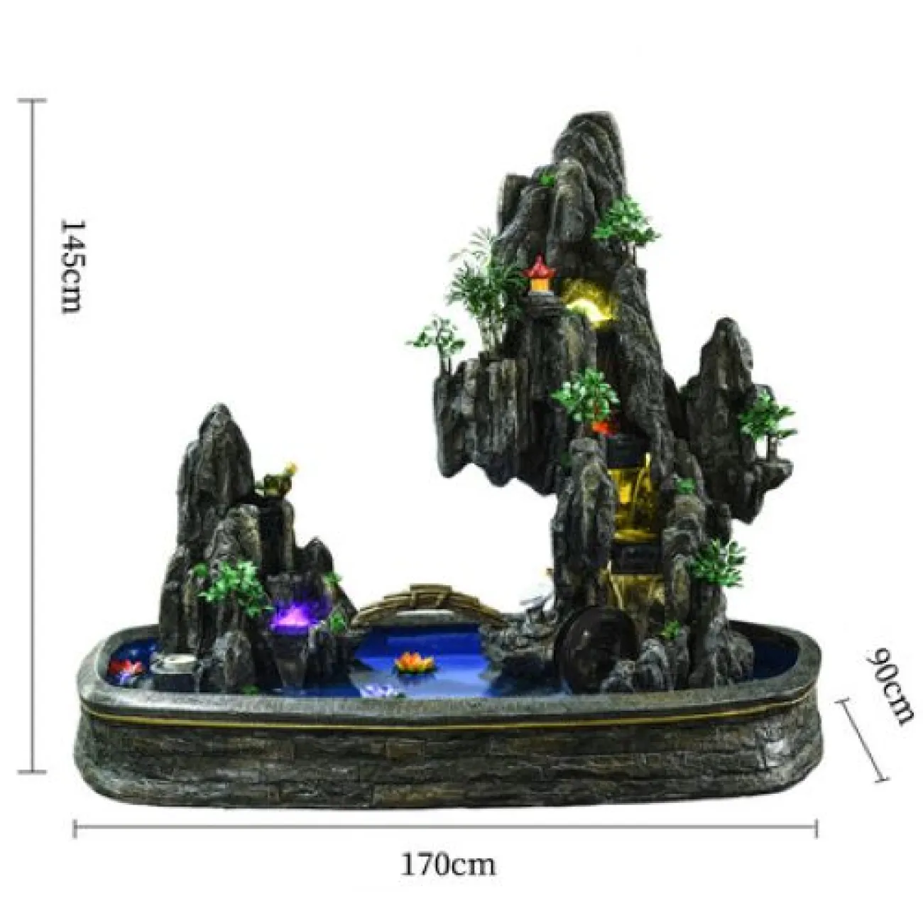Братья-фонтаны DK20439-23 с фэн-шуй колесом и связанным маленьким мостиком из ручной работы в пасторальном стиле Братья-фонтаны DK20439-23 с фэн-шуй колесом и связанным маленьким мостиком из ручной работы в пасторальном стиле
