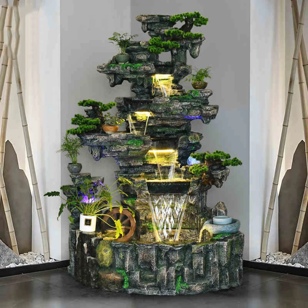 Высокий креативный фонтан DK20441-23 с проточной водой в китайском стиле Высокий креативный фонтан DK20441-23 с проточной водой в китайском стиле