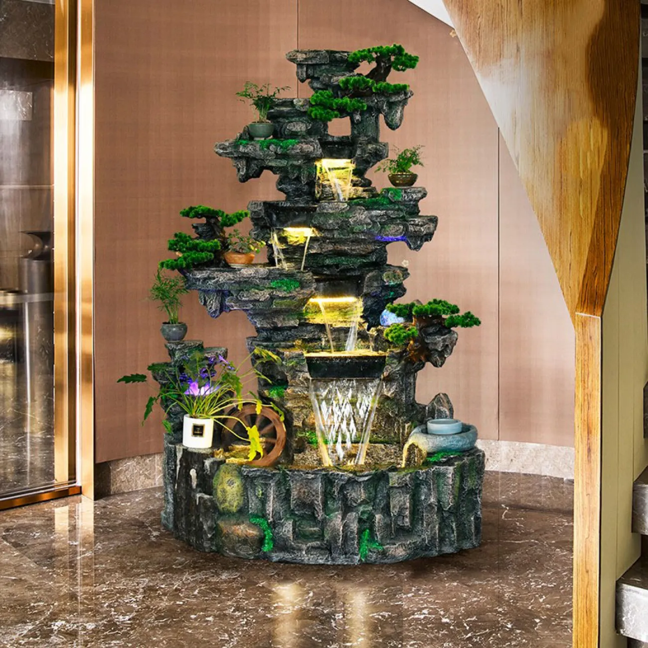 Высокий креативный фонтан DK20441-23 с проточной водой в китайском стиле Высокий креативный фонтан DK20441-23 с проточной водой в китайском стиле