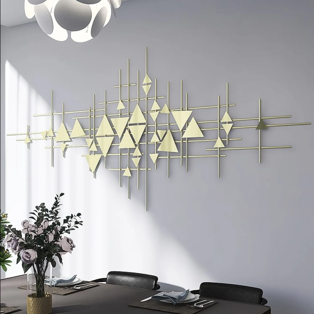 Настенный геометрический декор Bright из кованного железа в скандинавском стиле Настенный геометрический декор Bright из кованного железа в скандинавском стиле