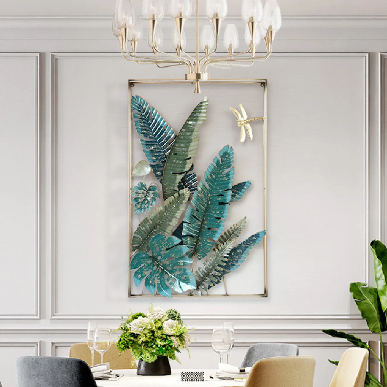 Современный настенный декор в форме листьев LaLume DK20411-23 Современный настенный декор в форме листьев LaLume DK20411-23