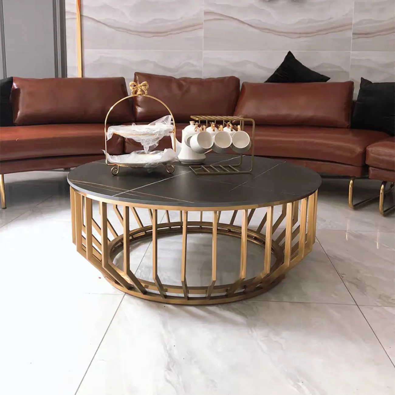 Минималистичный круглый журнальный стол для гостиной LaLume ST20414-23 Минималистичный круглый журнальный стол для гостиной LaLume ST20414-23