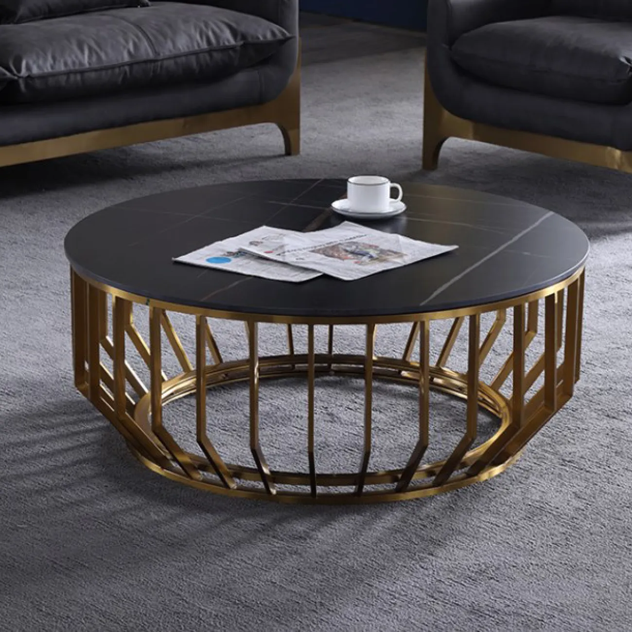 Минималистичный круглый журнальный стол для гостиной LaLume ST20414-23 Минималистичный круглый журнальный стол для гостиной LaLume ST20414-23