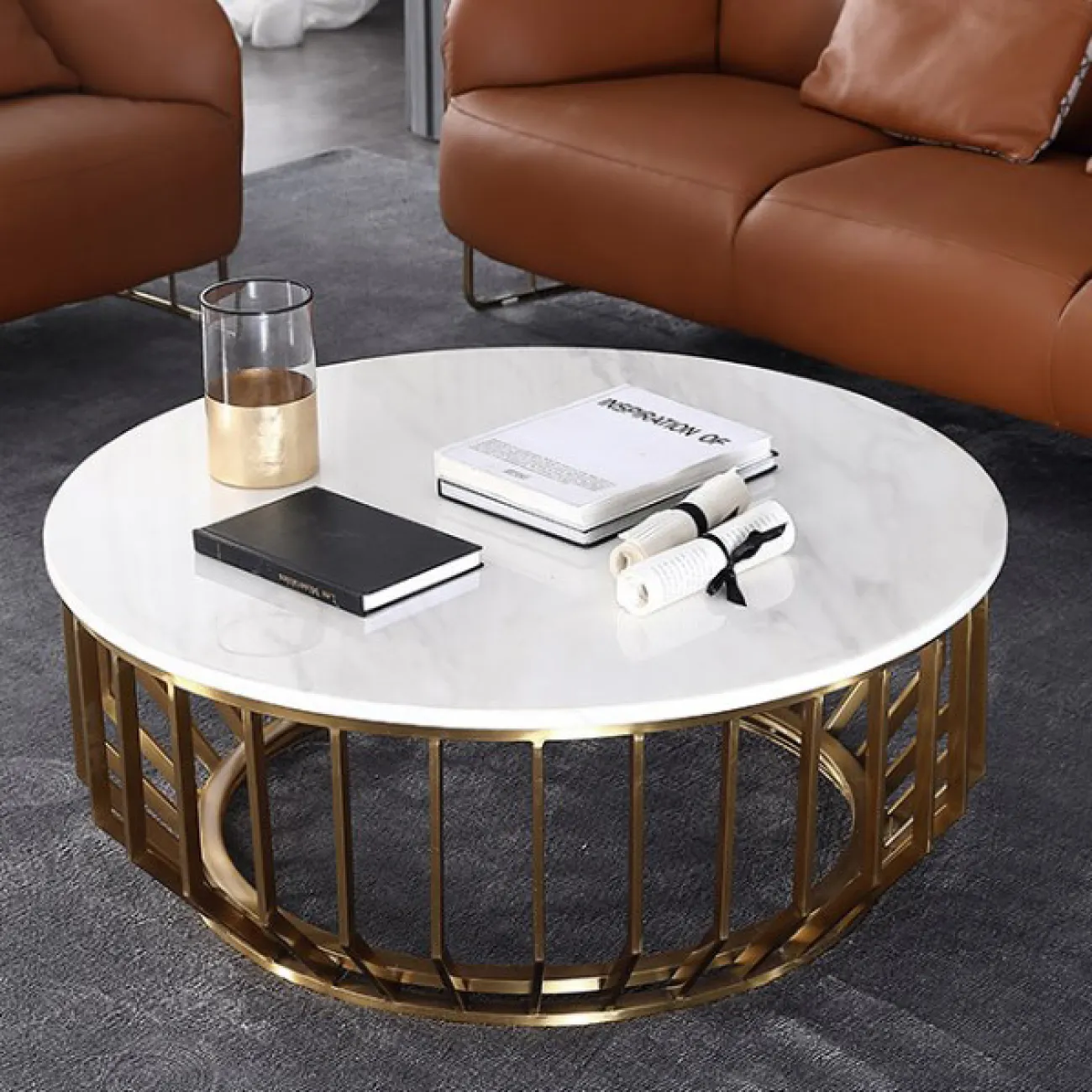 Минималистичный круглый журнальный стол для гостиной LaLume ST20414-23 Минималистичный круглый журнальный стол для гостиной LaLume ST20414-23