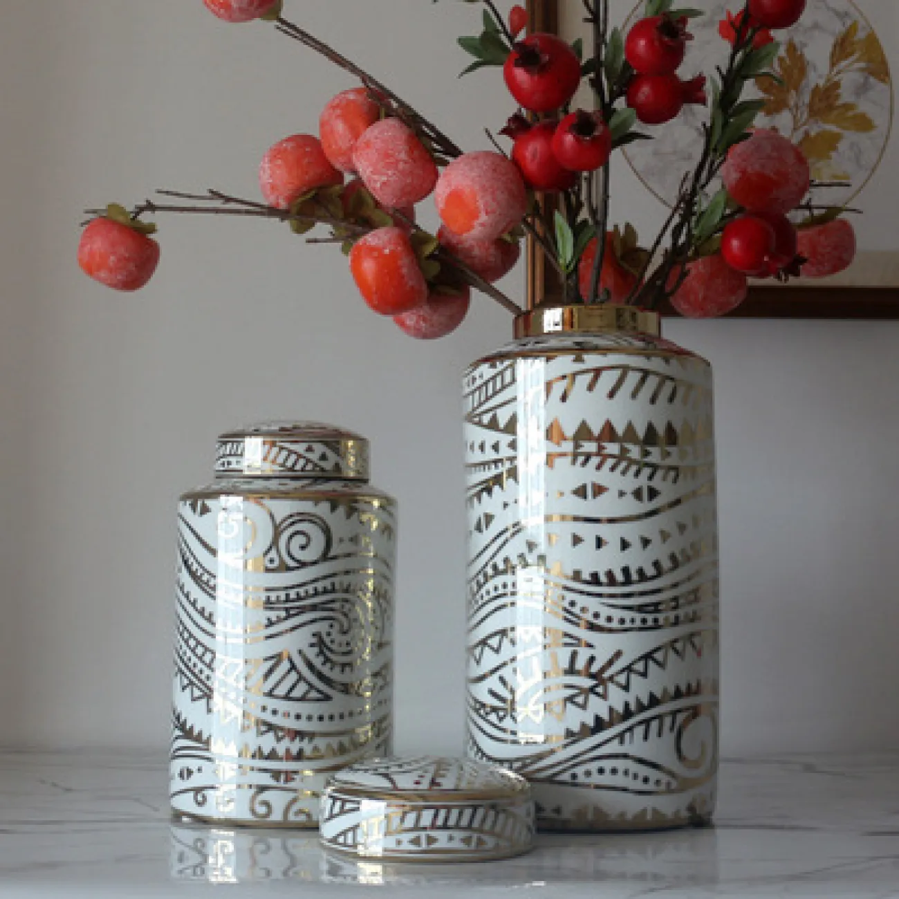 Керамическая ваза для цветов в гостиную LaLume DK20423-23