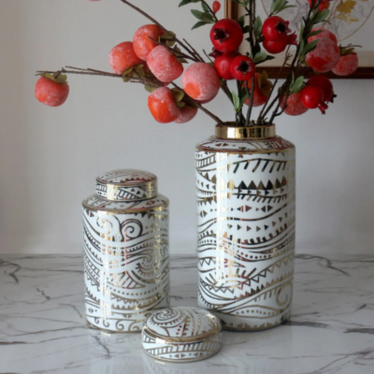 Керамическая ваза для цветов в гостиную LaLume DK20423-23