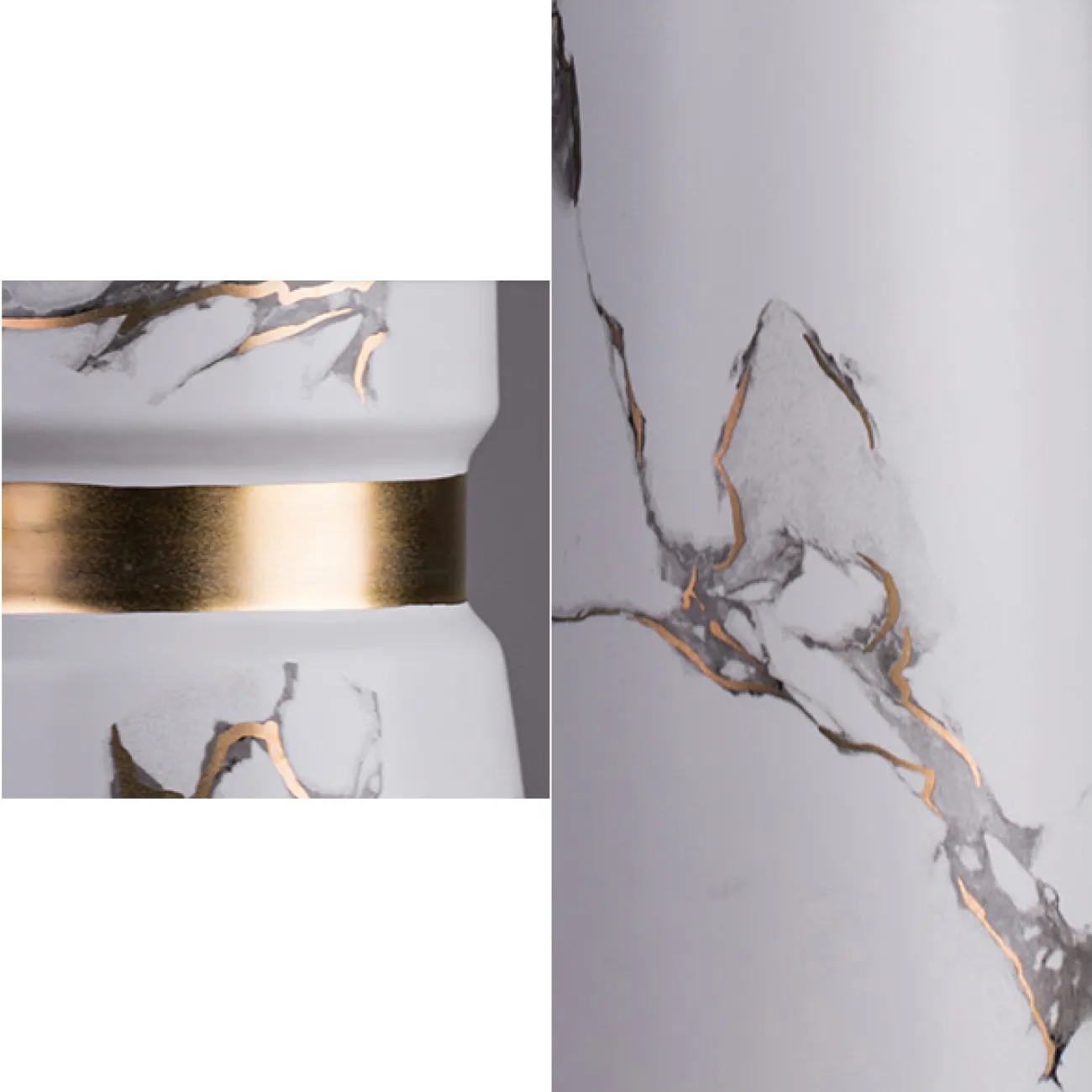 Керамическая ваза с мраморным узором и позолотой для гостиной в Современном стиле LaLume DK20533-23 Керамическая ваза с мраморным узором и позолотой для гостиной в Современном стиле LaLume DK20533-23