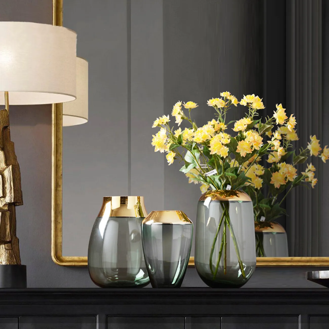 Роскошная стеклянная прозрачная ваза для гостиной в Современном стиле LaLume DK20565-23 Роскошная стеклянная прозрачная ваза для гостиной в Современном стиле LaLume DK20565-23