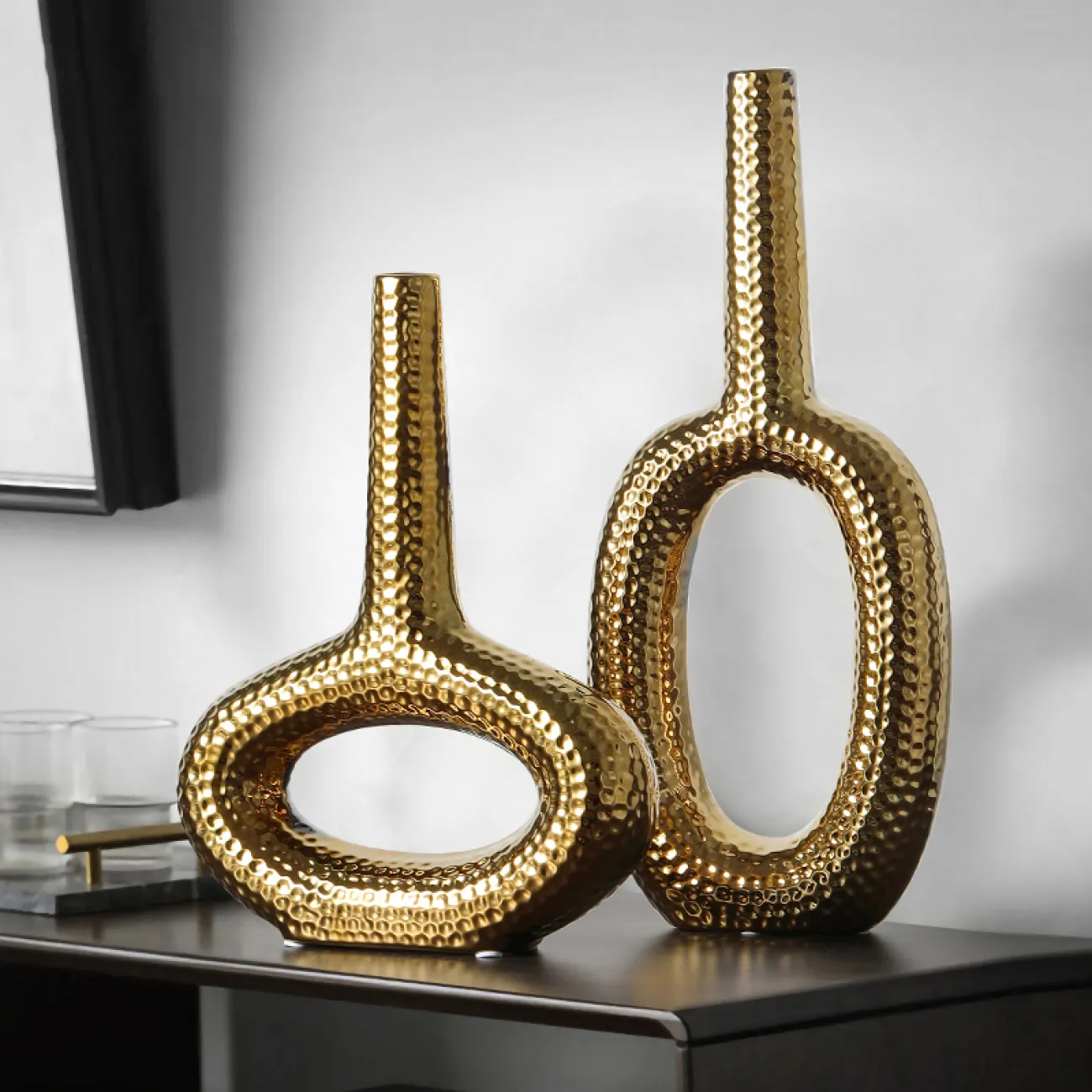 Неоклассическая абстрактная геометрическая ваза для гостиной LaLume DK20566-23 Неоклассическая абстрактная геометрическая ваза для гостиной LaLume DK20566-23