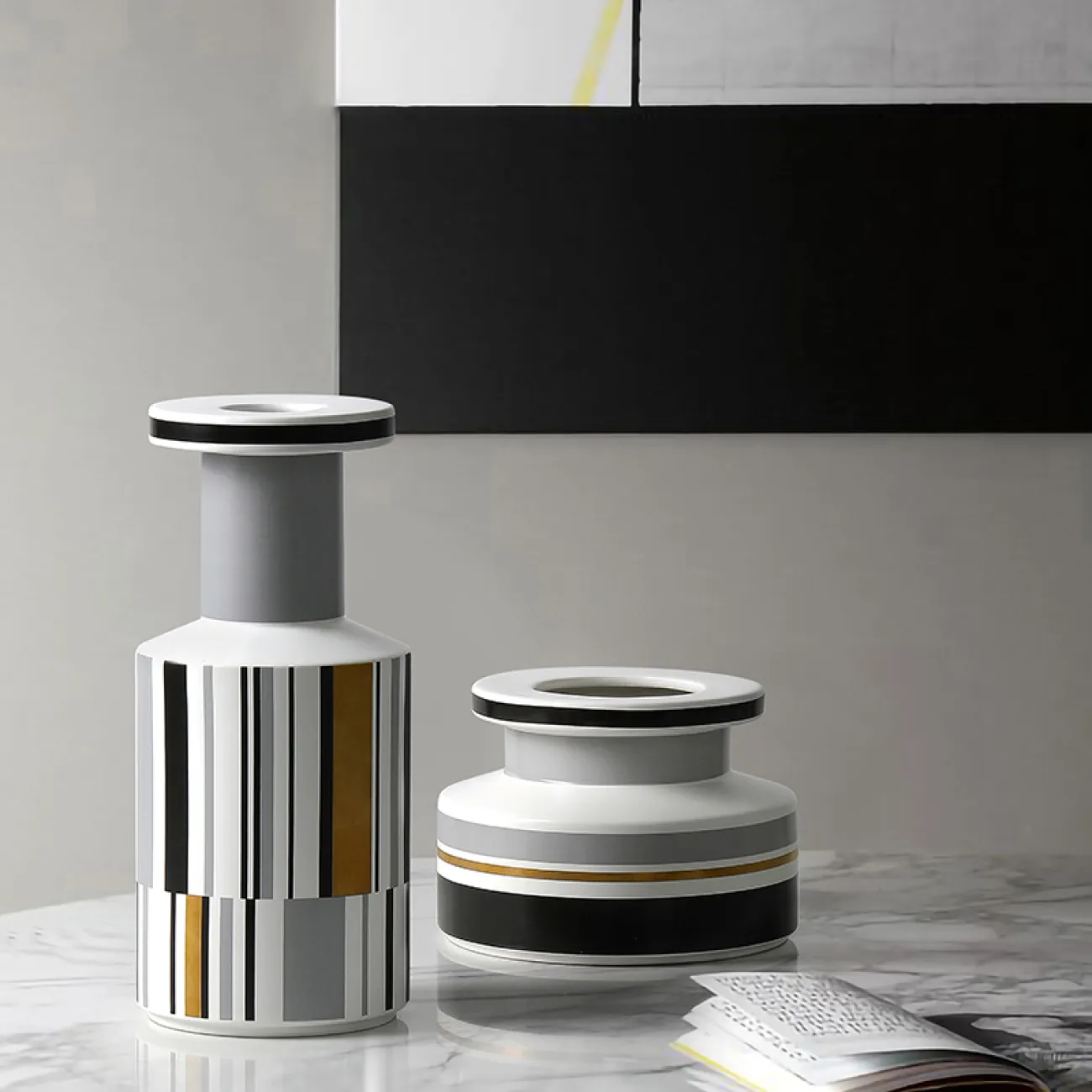 Минималистичная абстрактная керамическая ваза для гостиной в Современном стиле LaLume DK20578-23