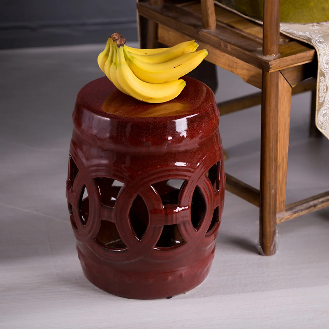 Креативный керамический табурет для одевания обуви в стиле Американский кантри LaLume DK20603-23