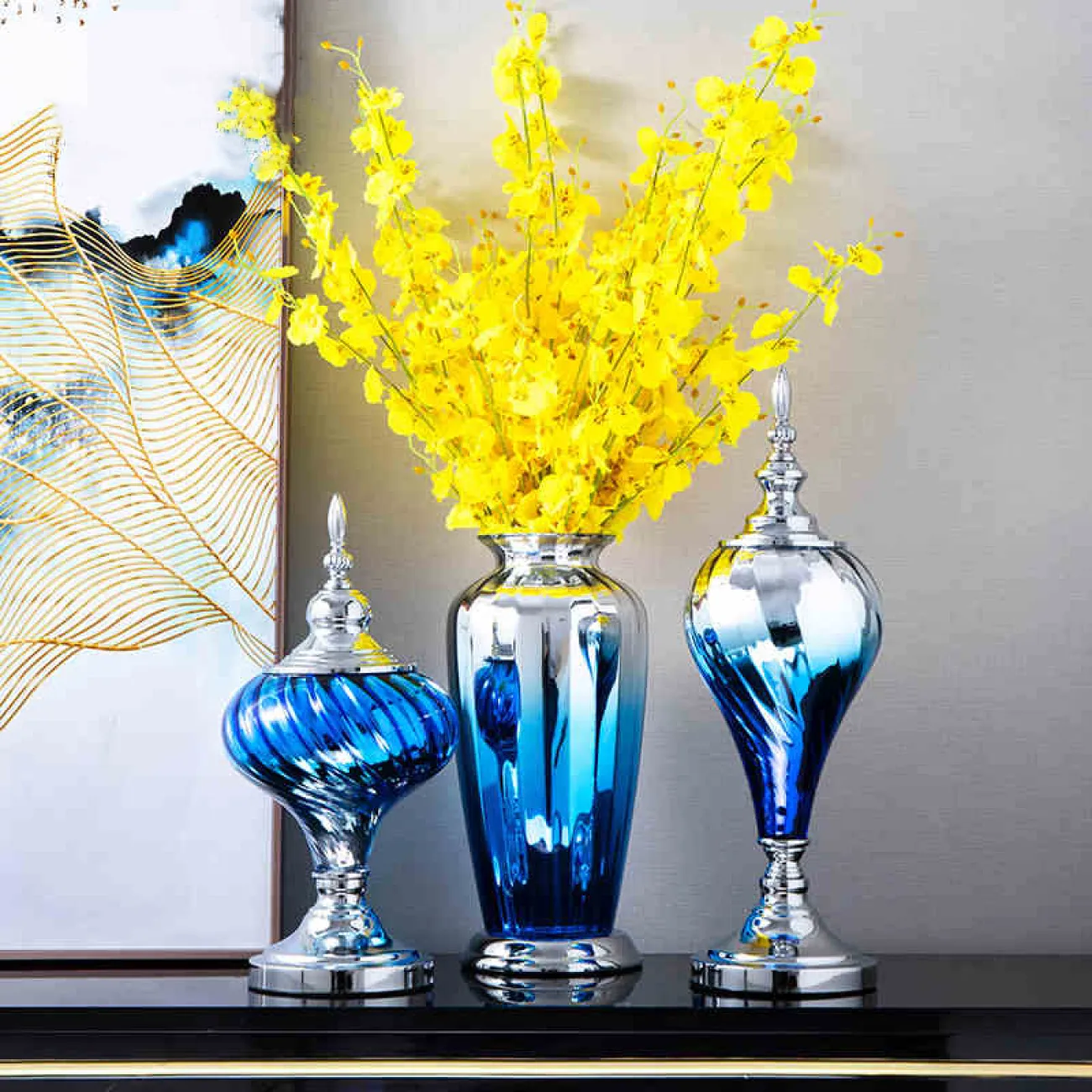 Градиентная стеклянная ваза для гостиной в Европейском стиле LaLume DK20672-23 Градиентная стеклянная ваза для гостиной в Европейском стиле LaLume DK20672-23