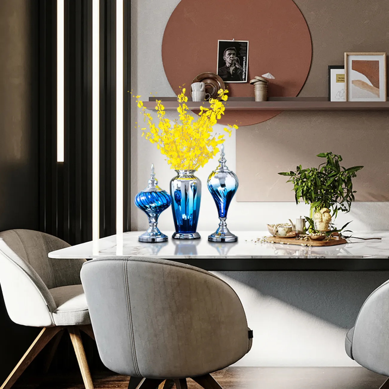 Градиентная стеклянная ваза для гостиной в Европейском стиле LaLume DK20672-23 Градиентная стеклянная ваза для гостиной в Европейском стиле LaLume DK20672-23