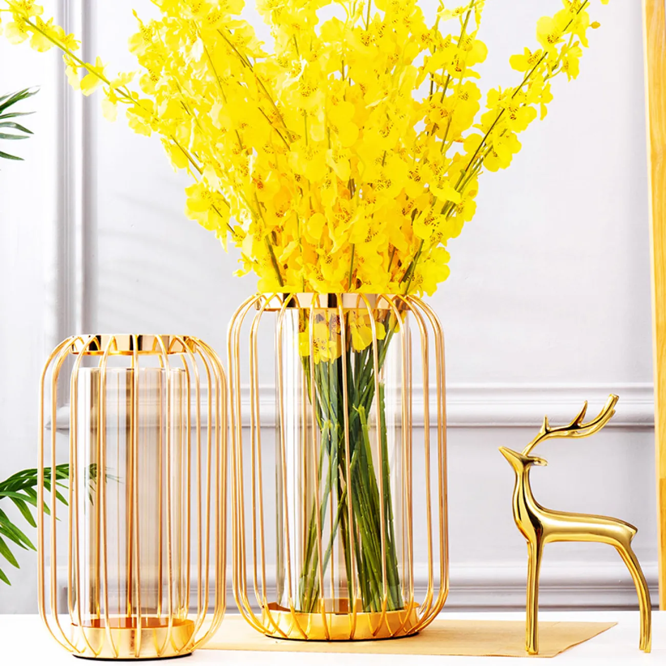 Роскошная стеклянная ваза с металлическим каркасом для гостиной в Американском стиле LaLume DK20675-23