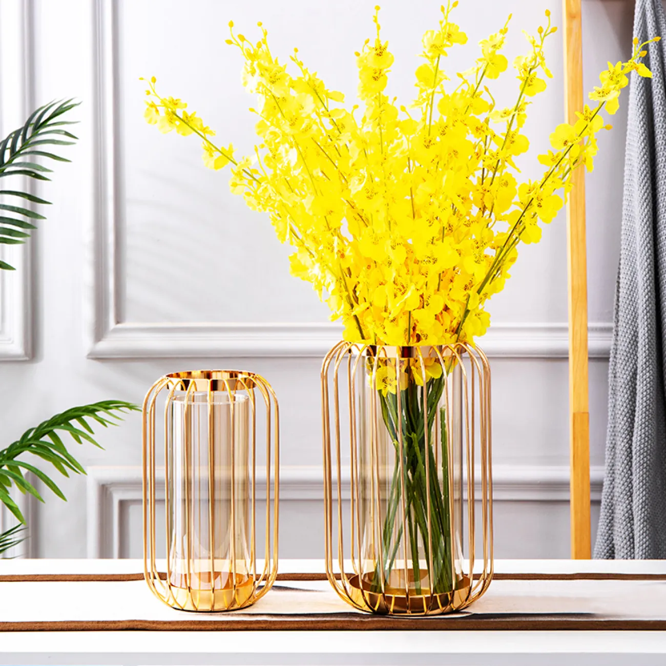 Роскошная стеклянная ваза с металлическим каркасом для гостиной в Американском стиле LaLume DK20675-23