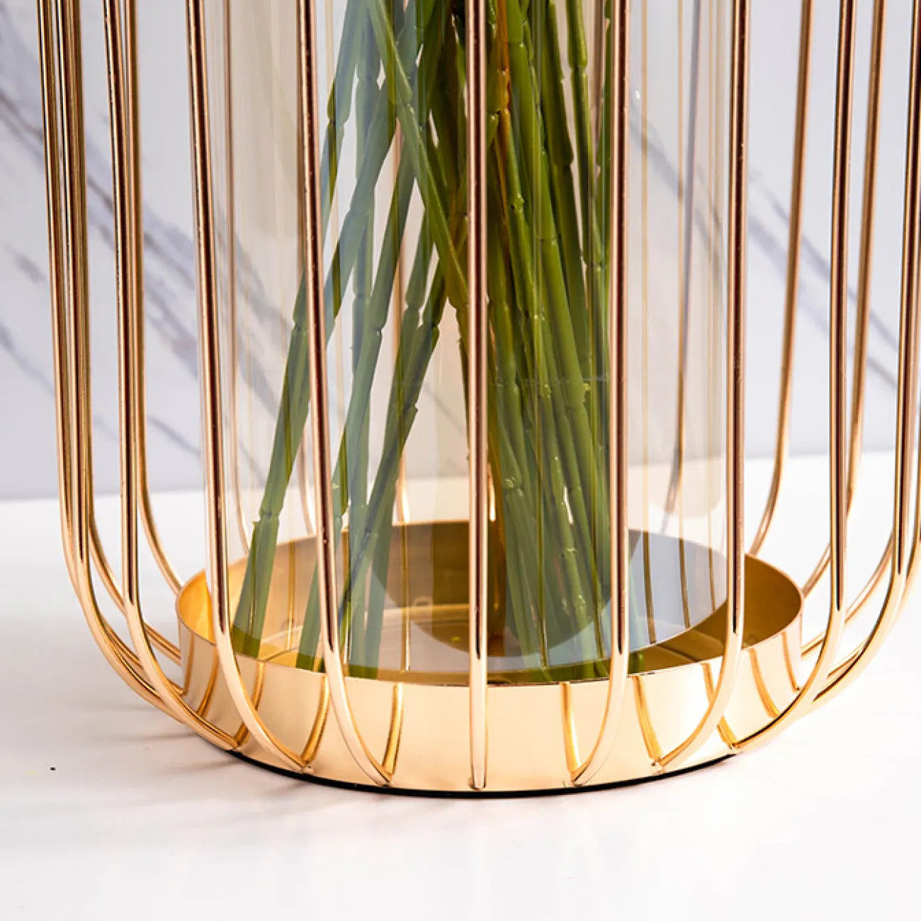 Роскошная стеклянная ваза с металлическим каркасом для гостиной в Американском стиле LaLume DK20675-23