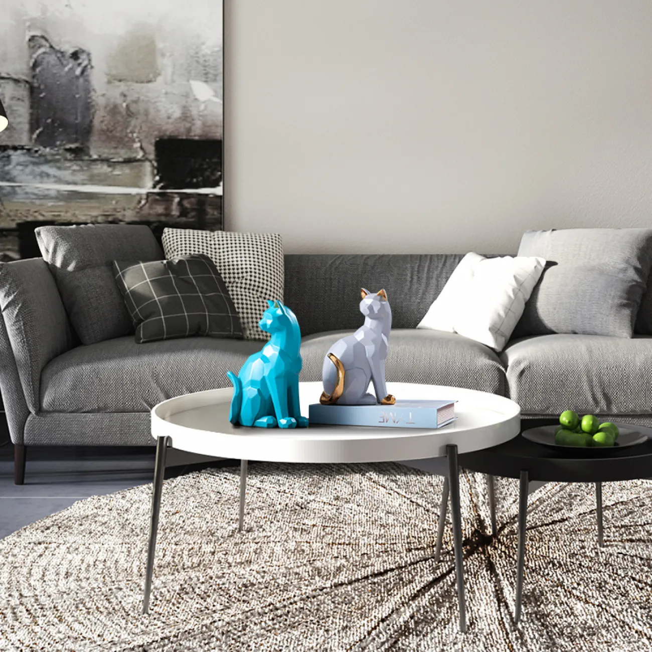 Креативная геометрическая статуэтка кошки для гостиной в Скандинавском стиле LaLume DK20676-23
