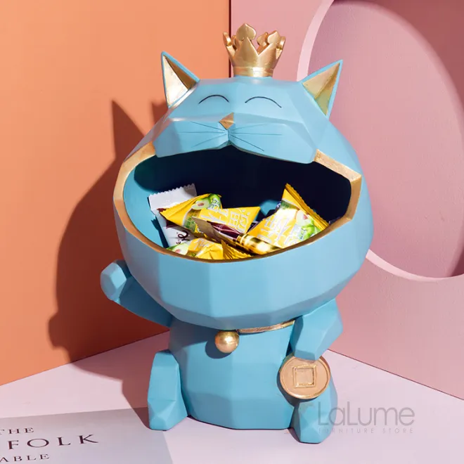 Необычная ваза-конфетница в форме кота для гостиной в стиле Лёгкая роскошь LaLume DK20677-23