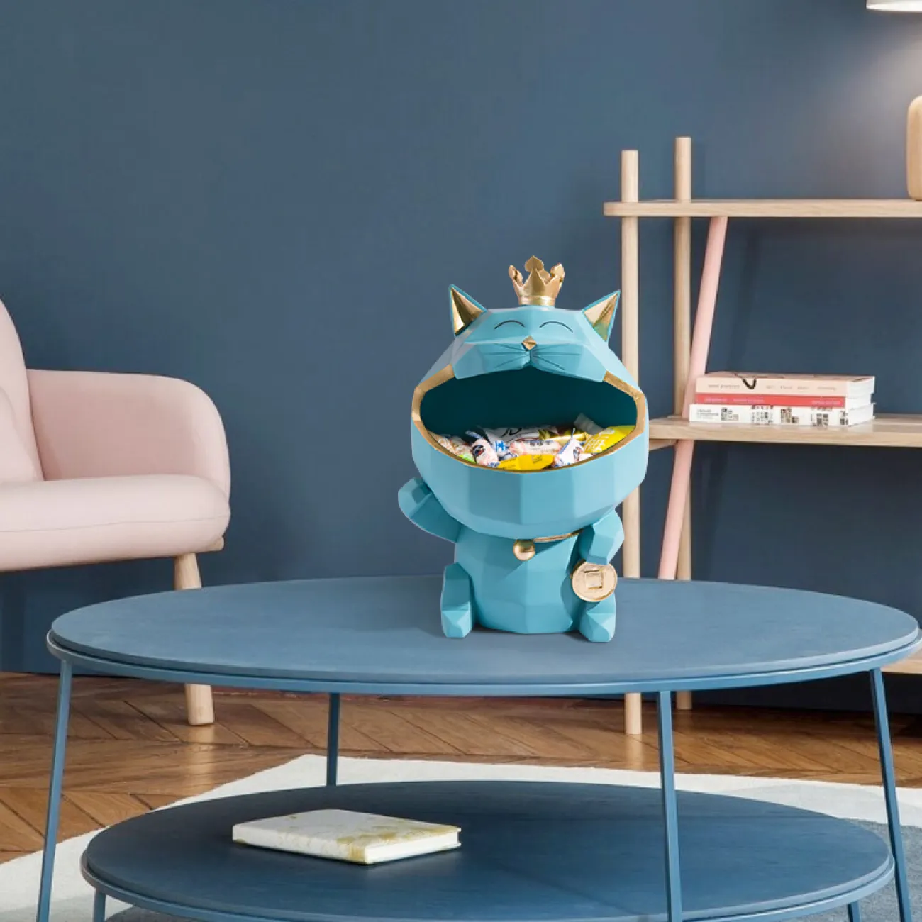 Необычная ваза-конфетница в форме кота для гостиной в стиле Лёгкая роскошь LaLume DK20677-23