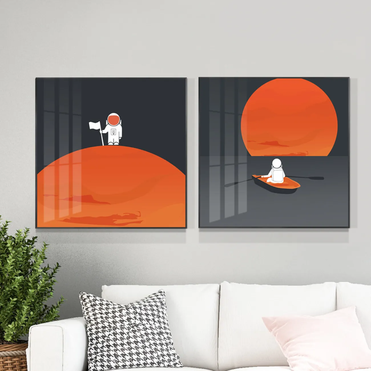 Минималистичная картина космонавта для гостиной в Современном стиле LaLume DK20700-23