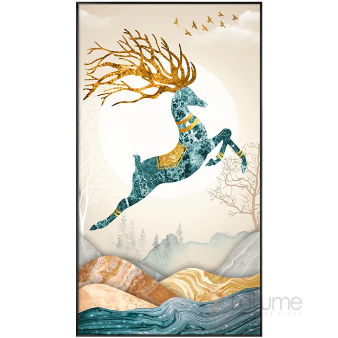 Минималистичная настенная картина с оленем в Современном стиле LaLume DK20713-23 Минималистичная настенная картина с оленем в Современном стиле LaLume DK20713-23