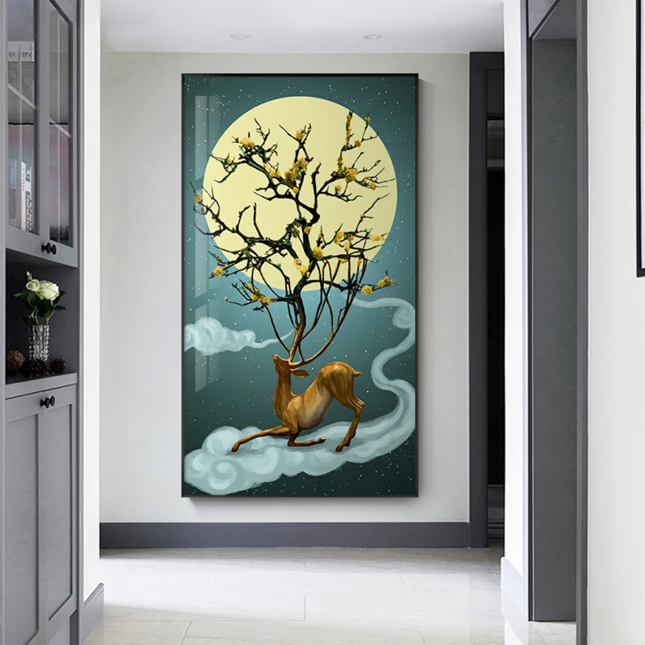 Минималистичная настенная картина с оленем в Современном стиле LaLume DK20713-23 Минималистичная настенная картина с оленем в Современном стиле LaLume DK20713-23