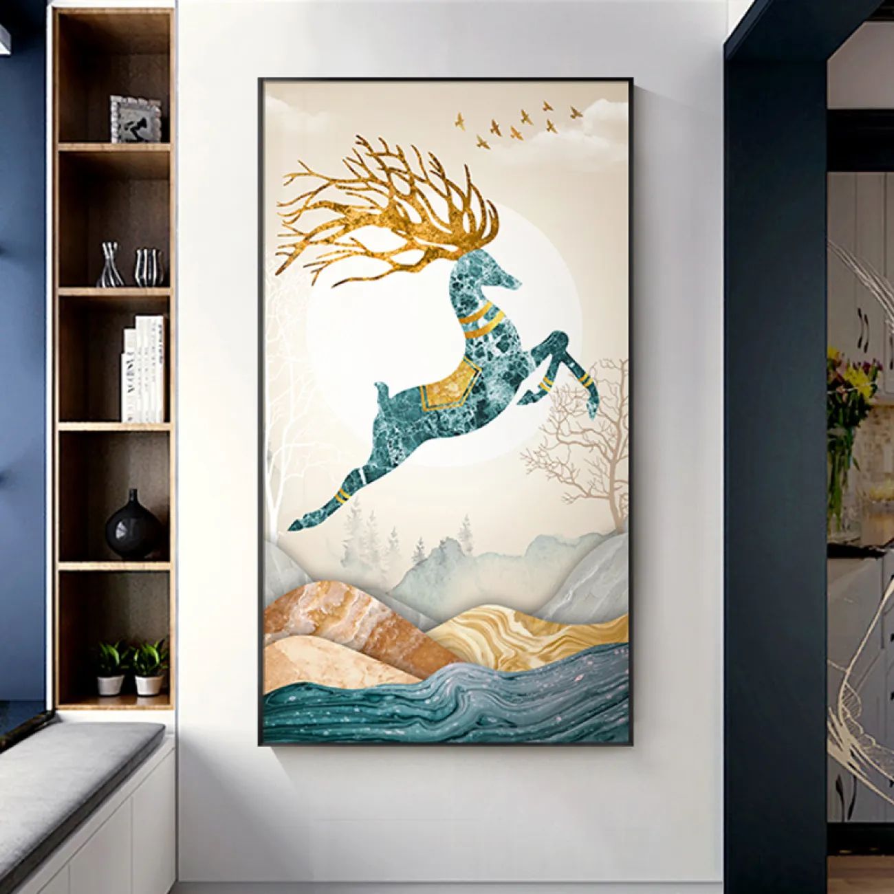 Минималистичная настенная картина с оленем в Современном стиле LaLume DK20713-23 Минималистичная настенная картина с оленем в Современном стиле LaLume DK20713-23