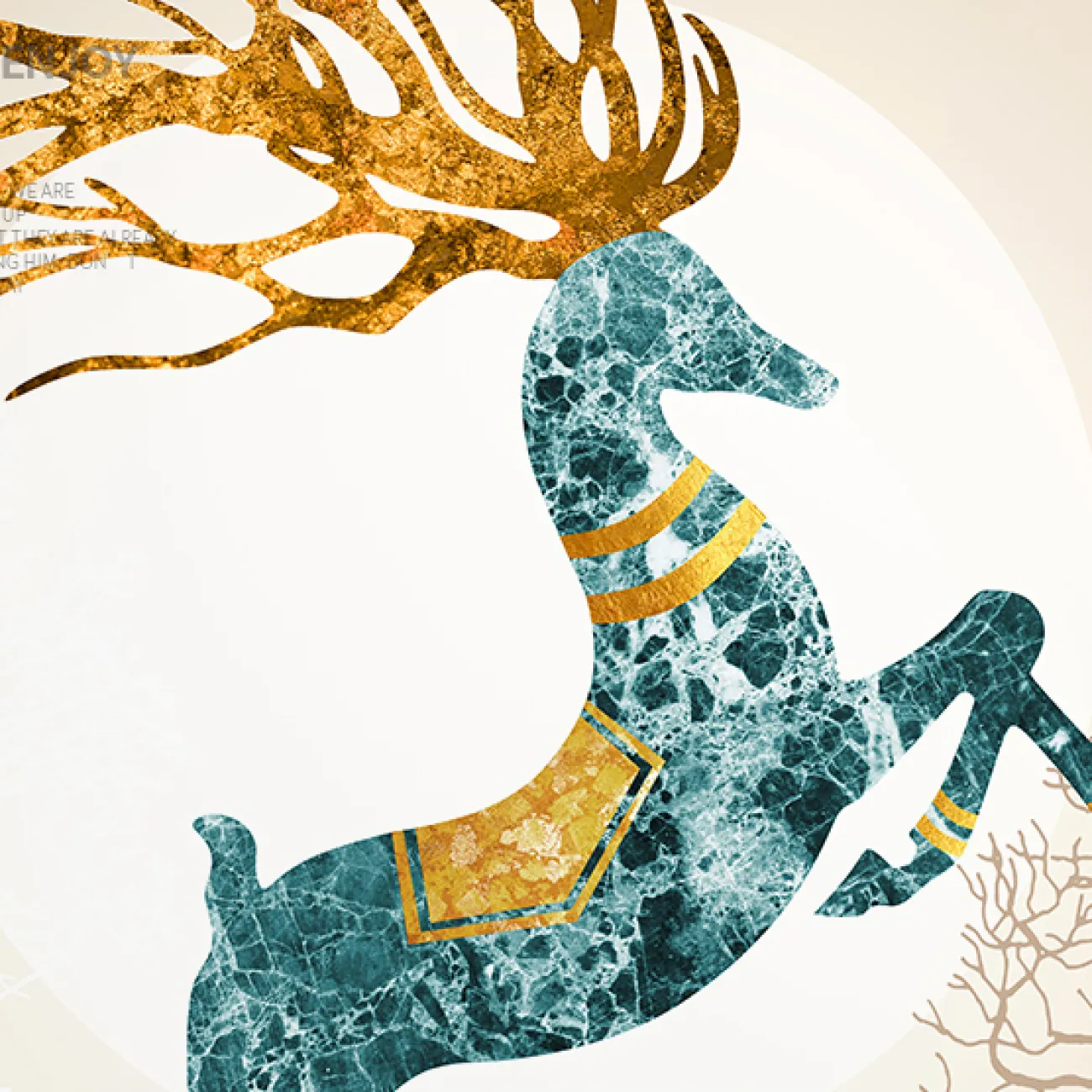 Минималистичная настенная картина с оленем в Современном стиле LaLume DK20713-23 Минималистичная настенная картина с оленем в Современном стиле LaLume DK20713-23