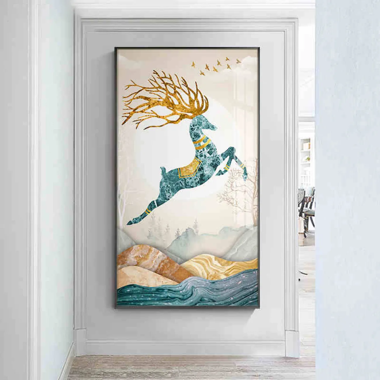 Минималистичная настенная картина с оленем в Современном стиле LaLume DK20713-23 Минималистичная настенная картина с оленем в Современном стиле LaLume DK20713-23