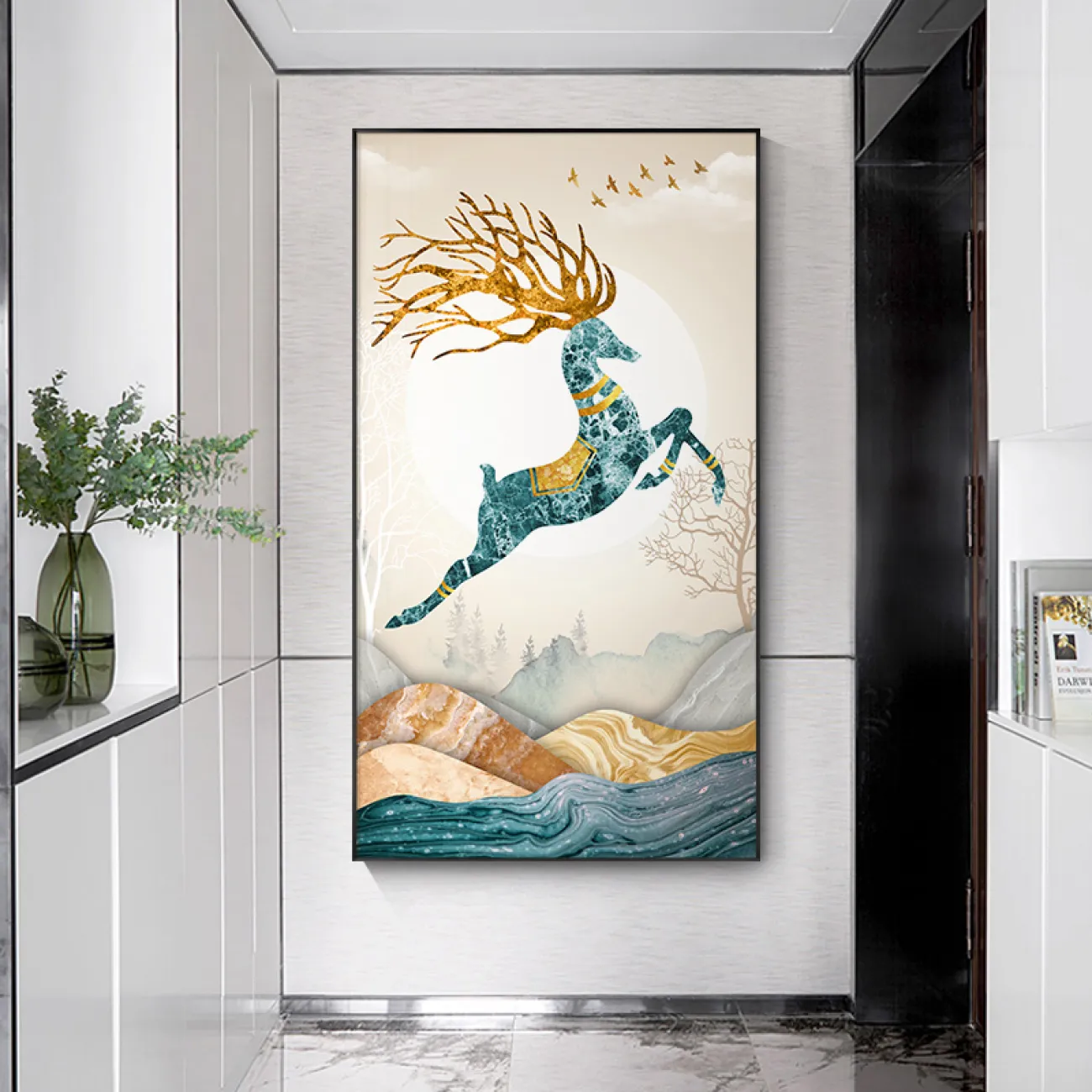 Минималистичная настенная картина с оленем в Современном стиле LaLume DK20713-23 Минималистичная настенная картина с оленем в Современном стиле LaLume DK20713-23