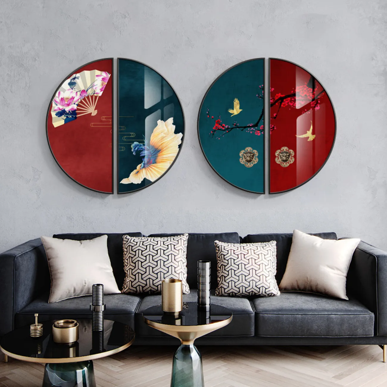 Современная декоративная картина для гостиной в Китайском стиле LaLume DK20750-23