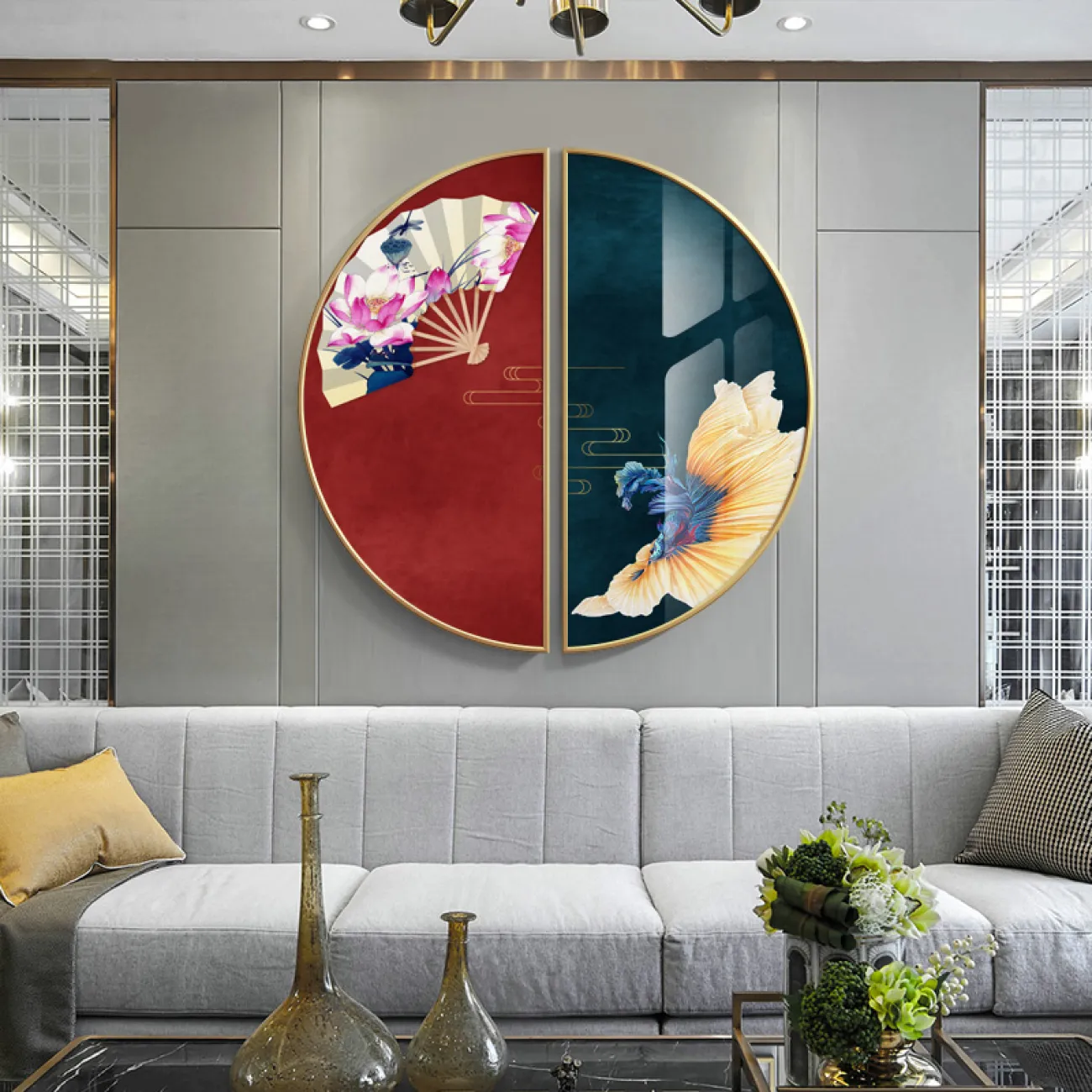 Современная декоративная картина для гостиной в Китайском стиле LaLume DK20750-23