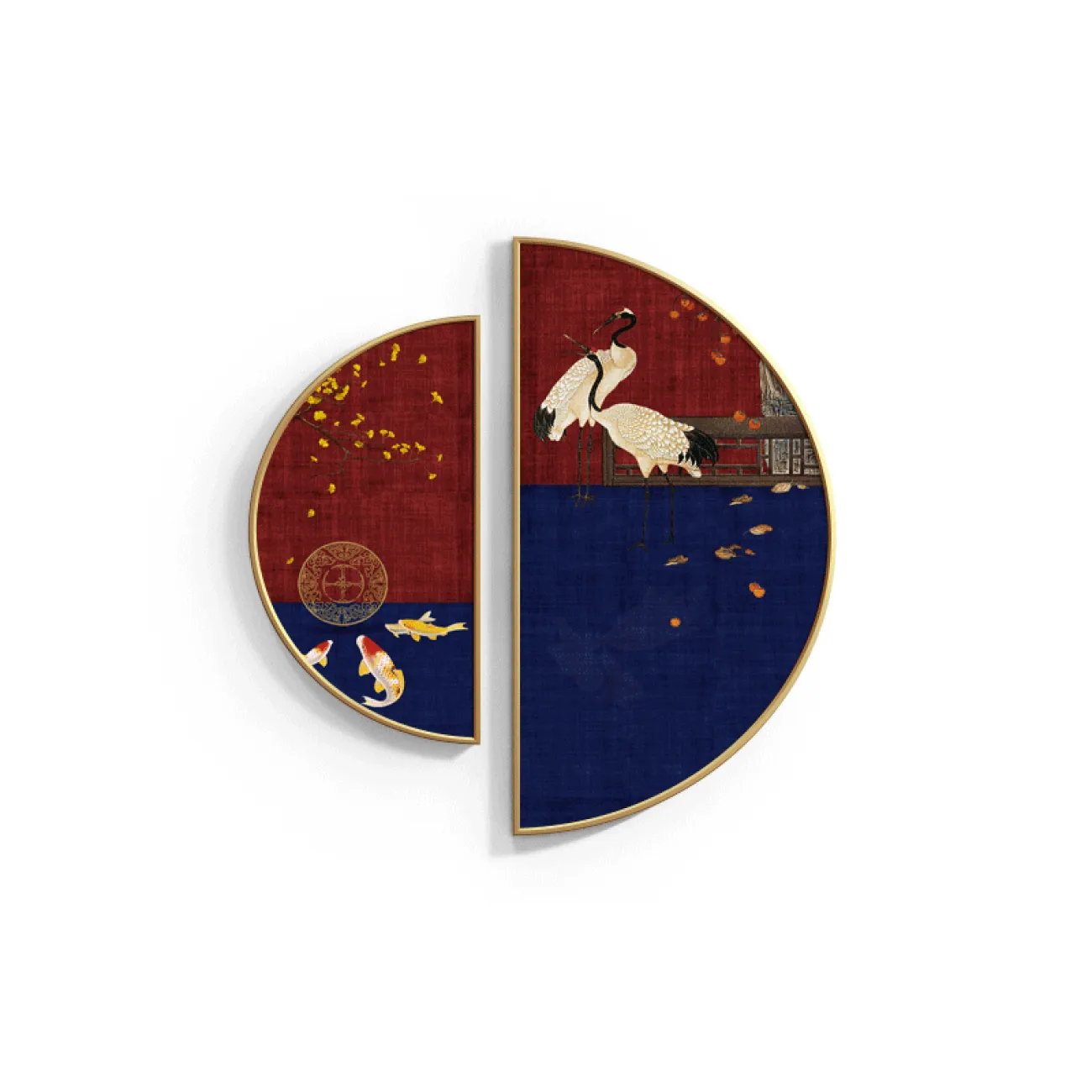 Креавтивная декоративная картина для гостиной из двух частей в Китайском стиле LaLume DK20756-23