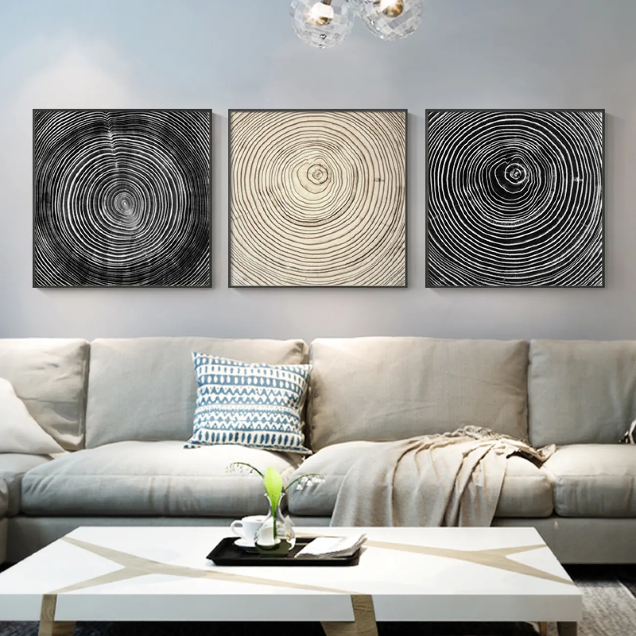 Абстрактная декоративная картина дерева в разрезе для гостиной в Современном стиле LaLume DK20768-23