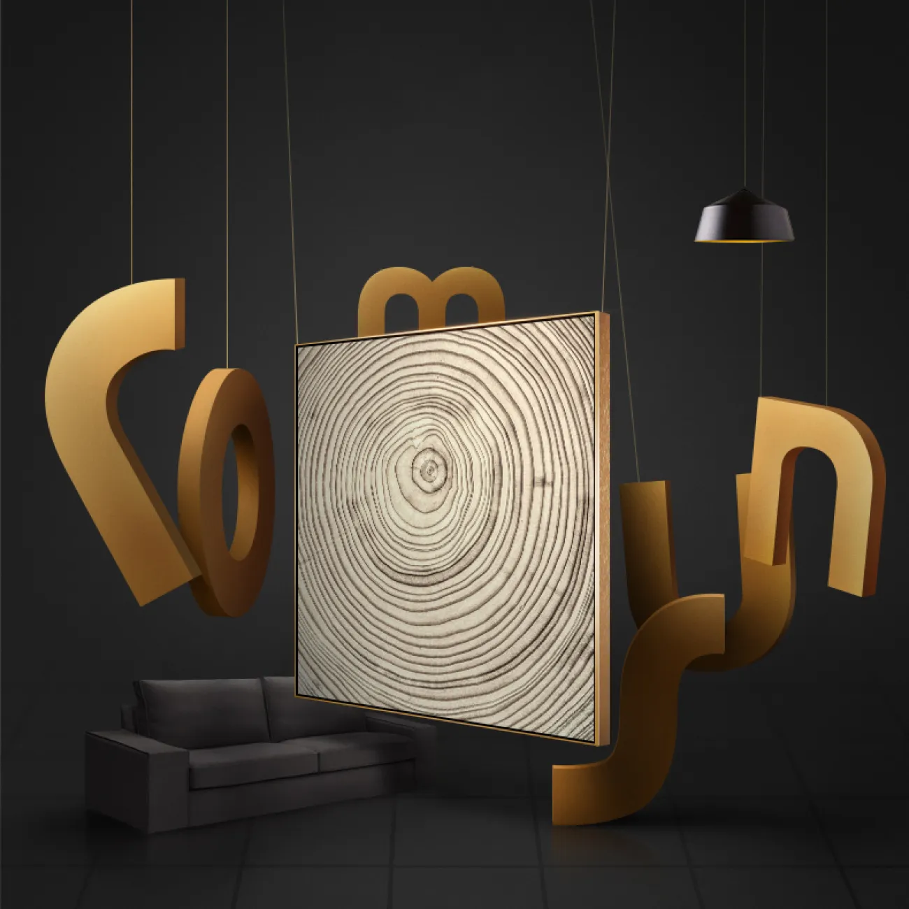 Абстрактная декоративная картина дерева в разрезе для гостиной в Современном стиле LaLume DK20768-23