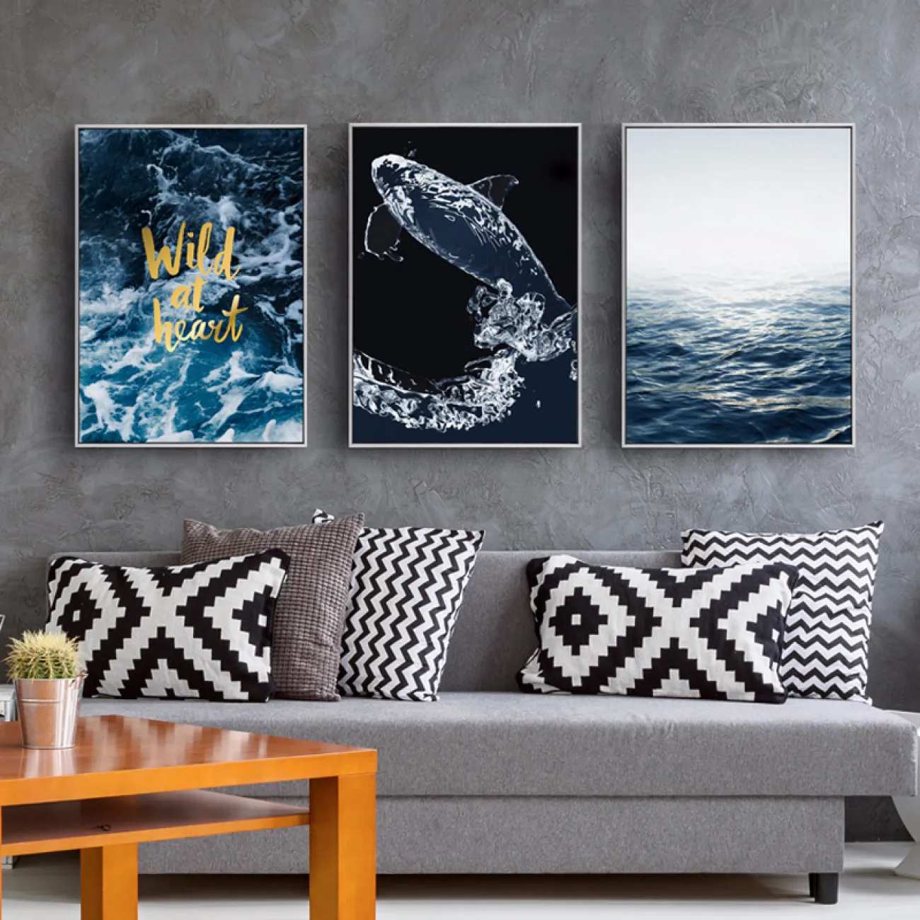 Абстрактная картиная на морскую тему для гостиной в Скандинавском стиле LaLume DK20783-23