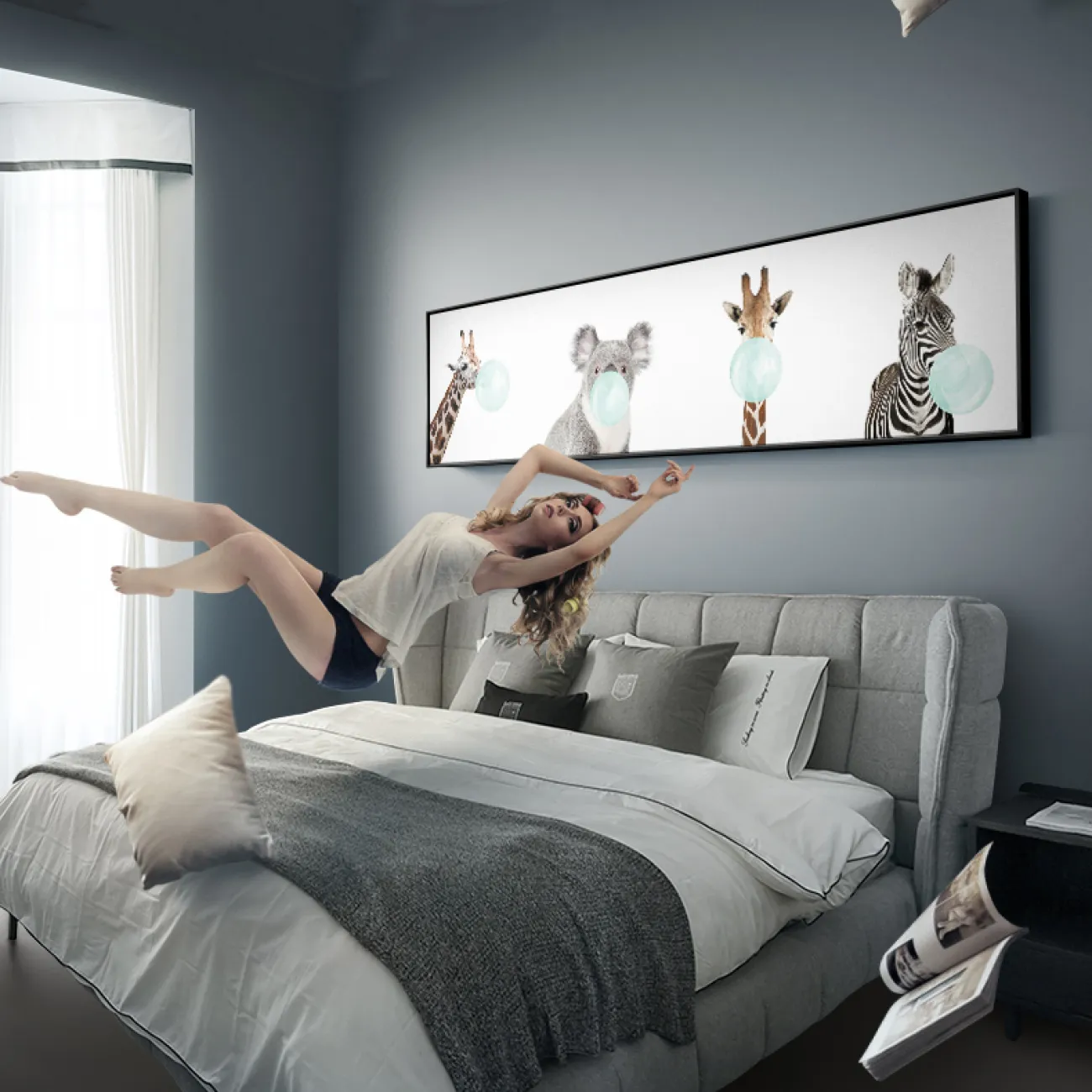 Необычная минималистичная картина с животными для спальни в Современном стиле LaLume DK20789-23 Необычная минималистичная картина с животными для спальни в Современном стиле LaLume DK20789-23