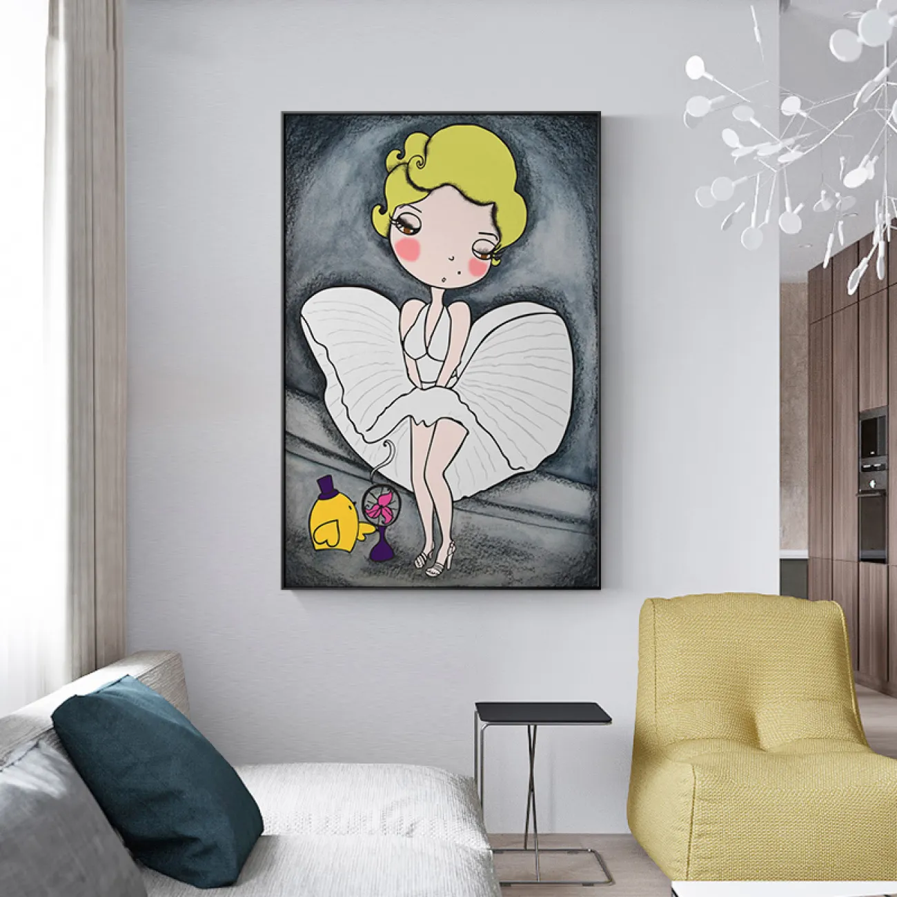 Стильная масляная картина для гостиной выполненна в Скандинавском стиле LaLume DK20793-23