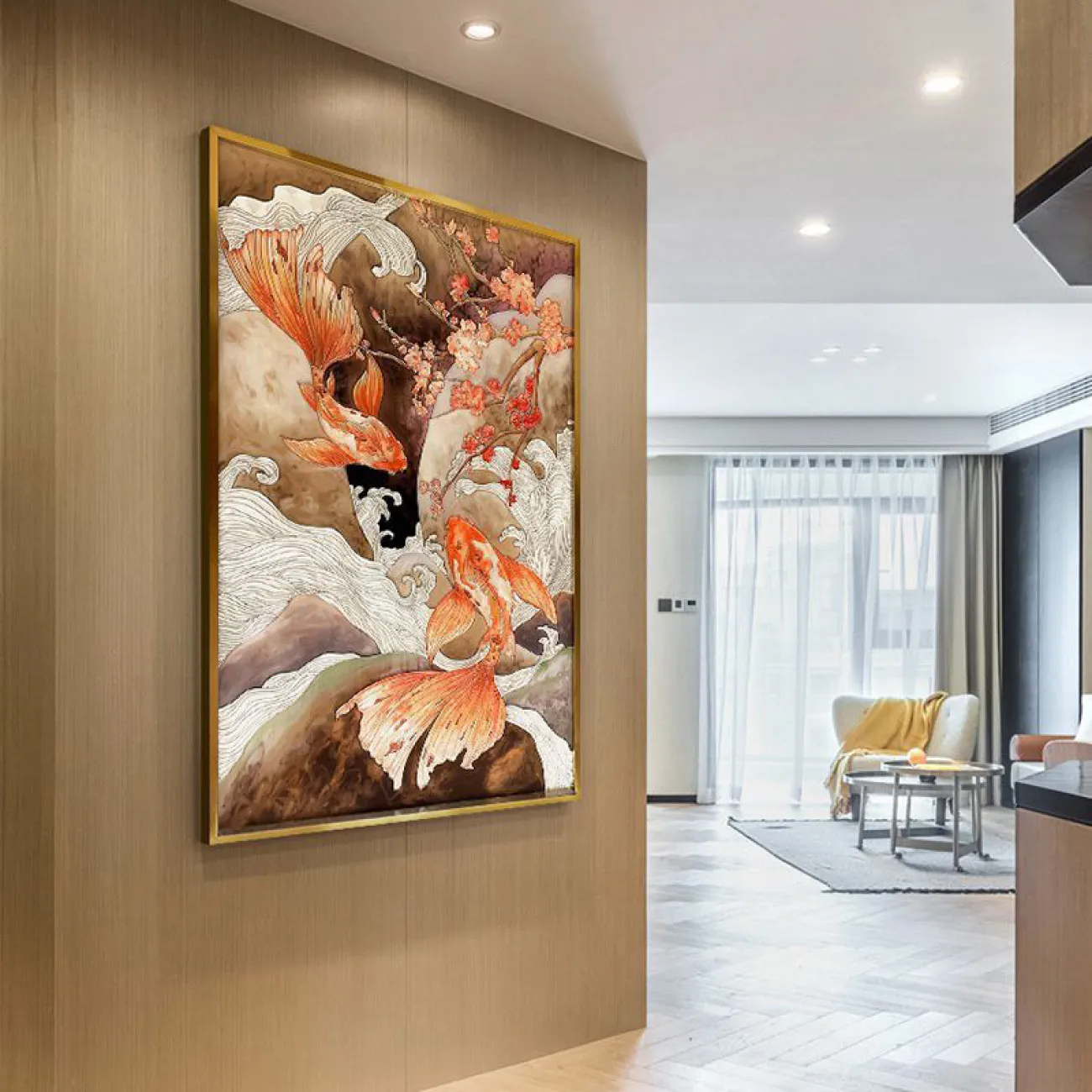 Креативная декоративная картина с оленем и рыбками для гостиной в Современном стиле LaLume DK20799-23 Креативная декоративная картина с оленем и рыбками для гостиной в Современном стиле LaLume DK20799-23