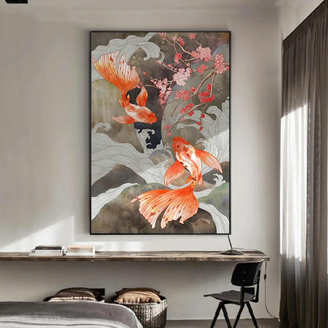 Креативная декоративная картина с оленем и рыбками для гостиной в Современном стиле LaLume DK20799-23 Креативная декоративная картина с оленем и рыбками для гостиной в Современном стиле LaLume DK20799-23