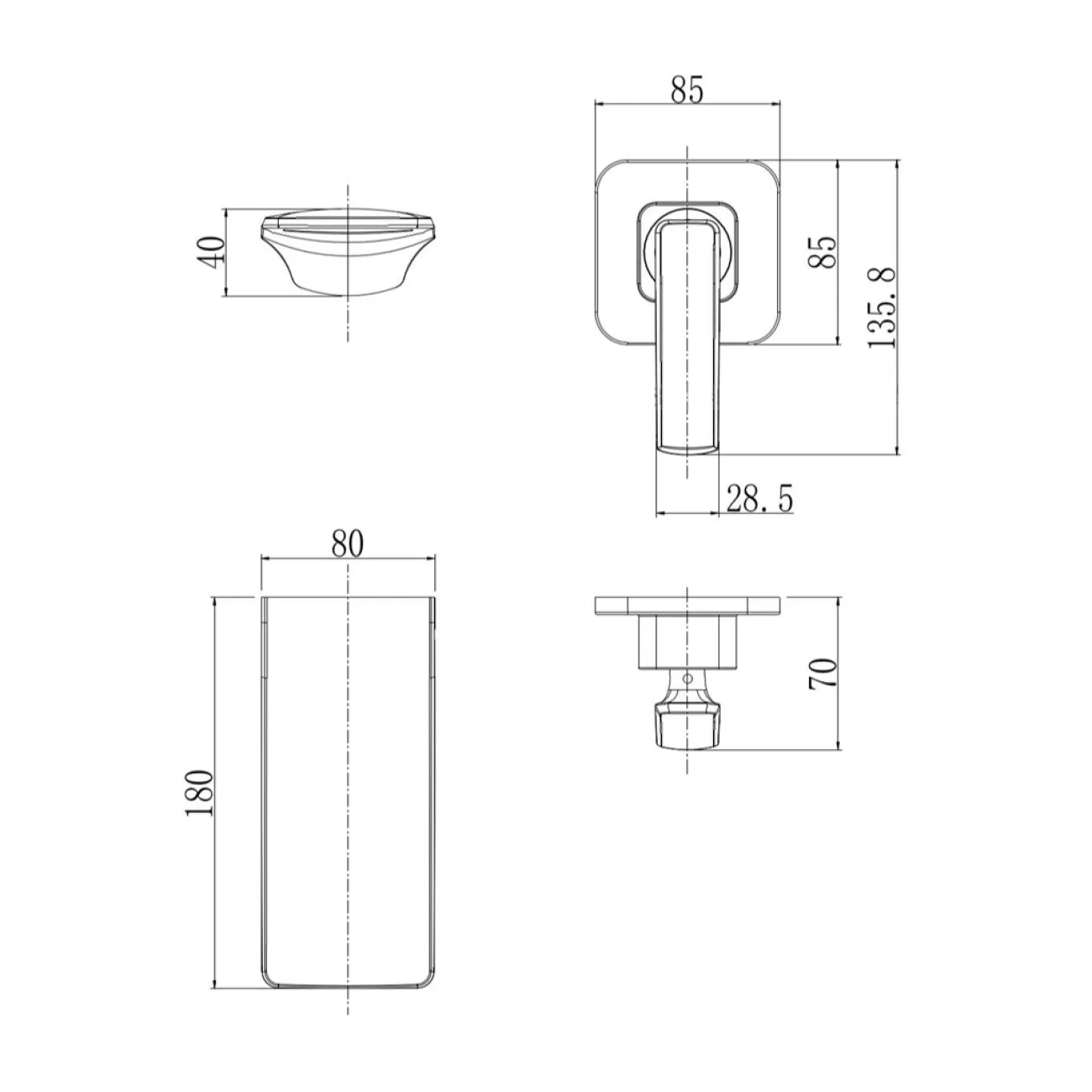 Скрытый латунный смеситель для ванной в Современном стиле LaLume MB21101-23