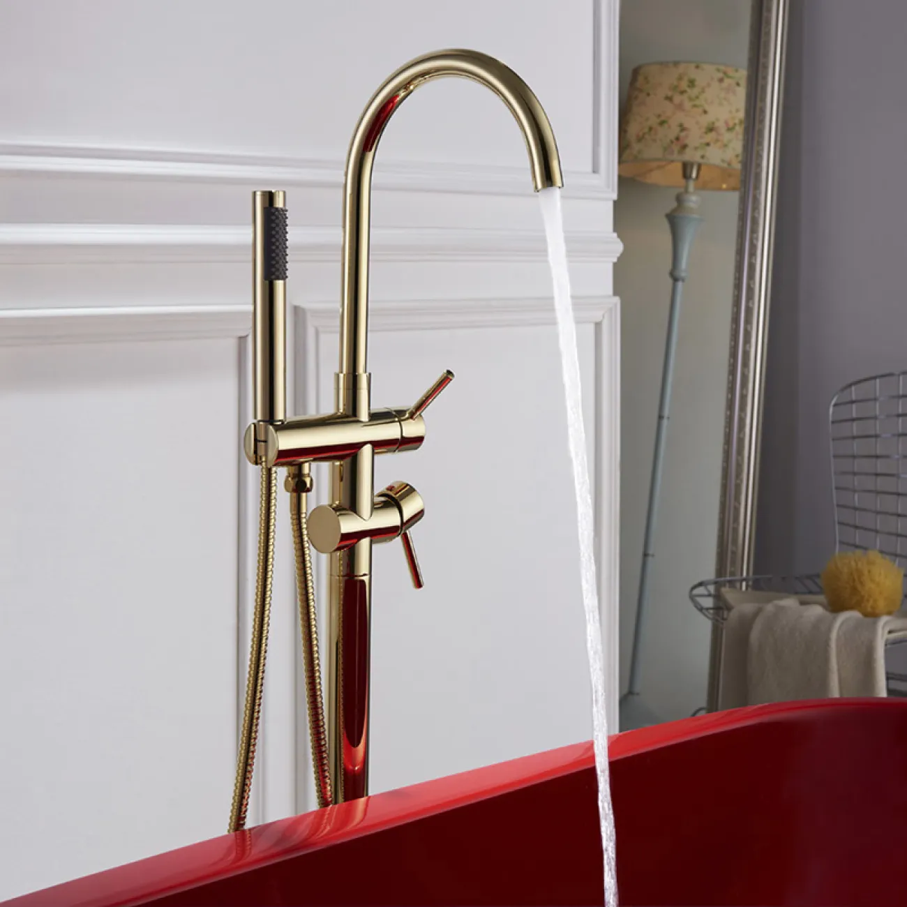 Напольный латунный смеситель для ванной в Европейском стиле LaLume MB21102-23